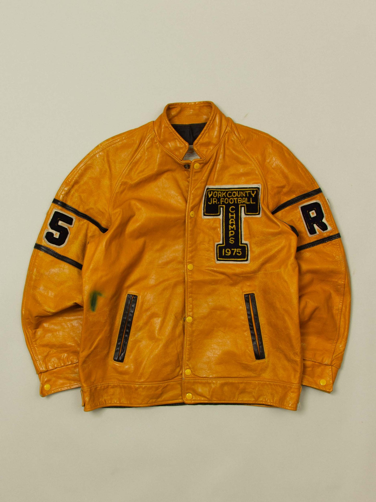 Vtg 1975 "Thornhill Jr. Football Champ" Leather Jacket – Made in Canada (M)