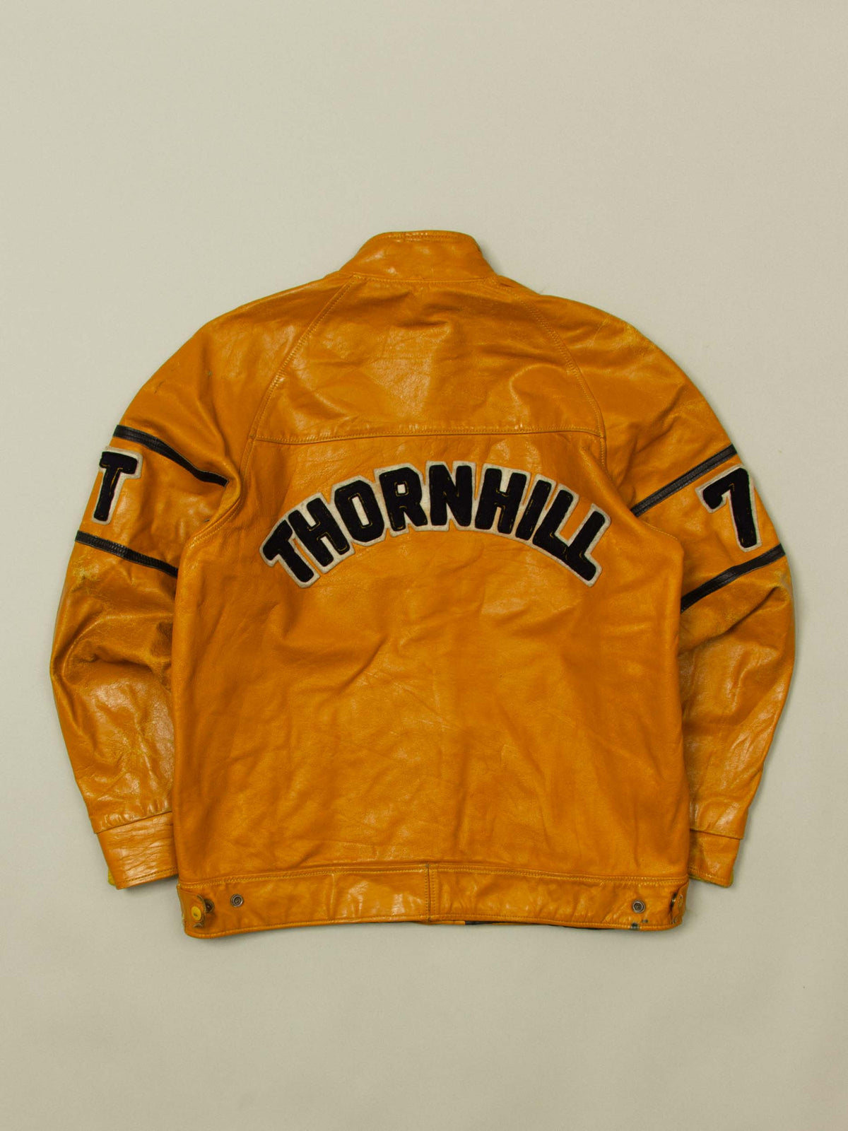 Vtg 1975 "Thornhill Jr. Football Champ" Leather Jacket – Made in Canada (M)