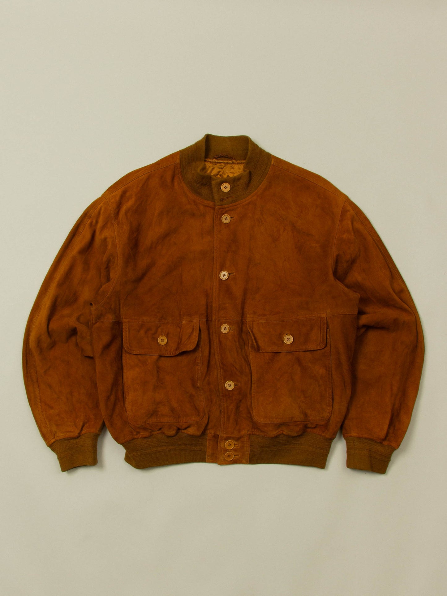 Vtg 1980s Suede Bomber Jacket (L)