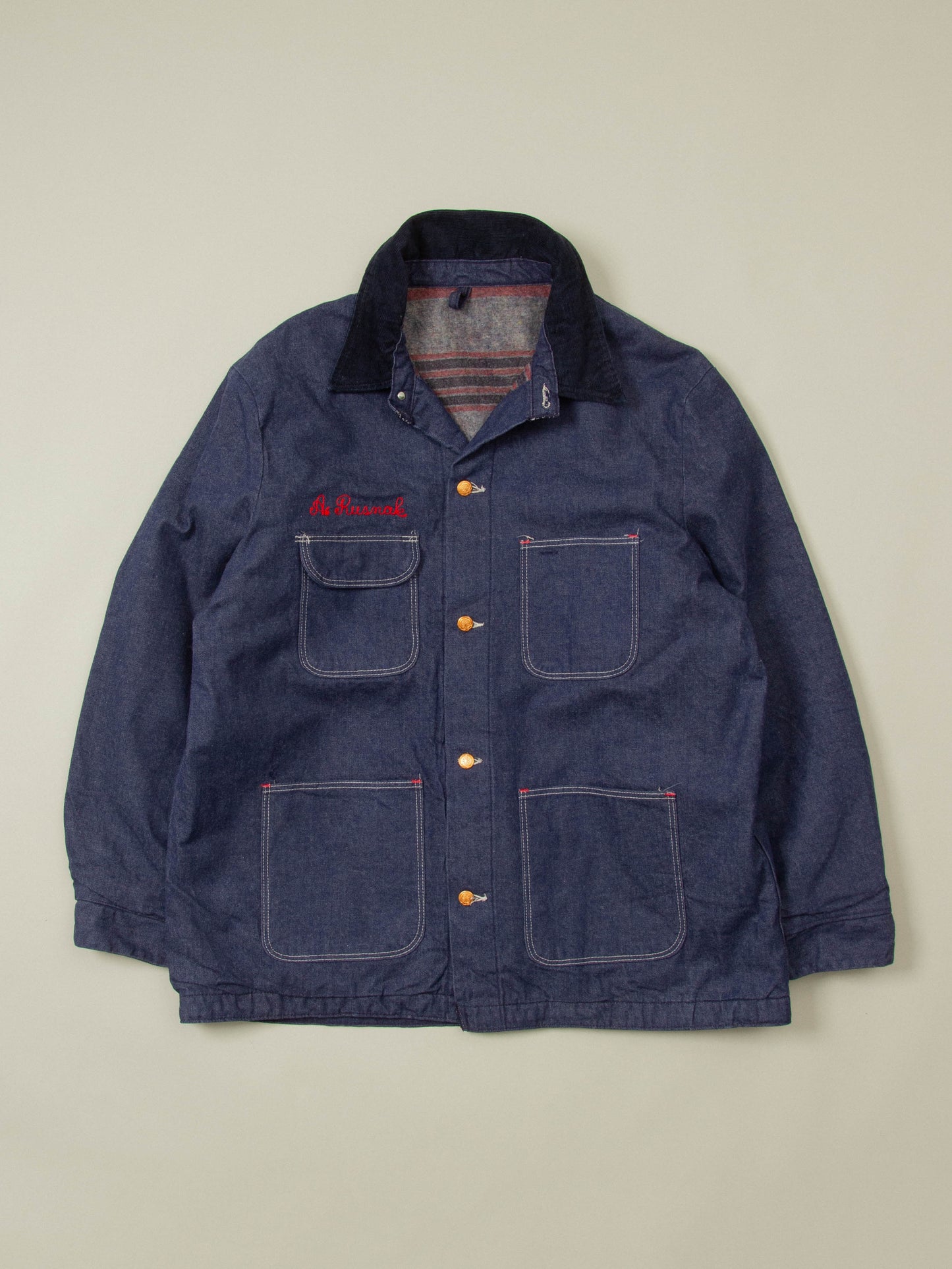 Vtg 1970s Blue Bell Wrangler Raw Denim Loco Chore Jacket (XL)