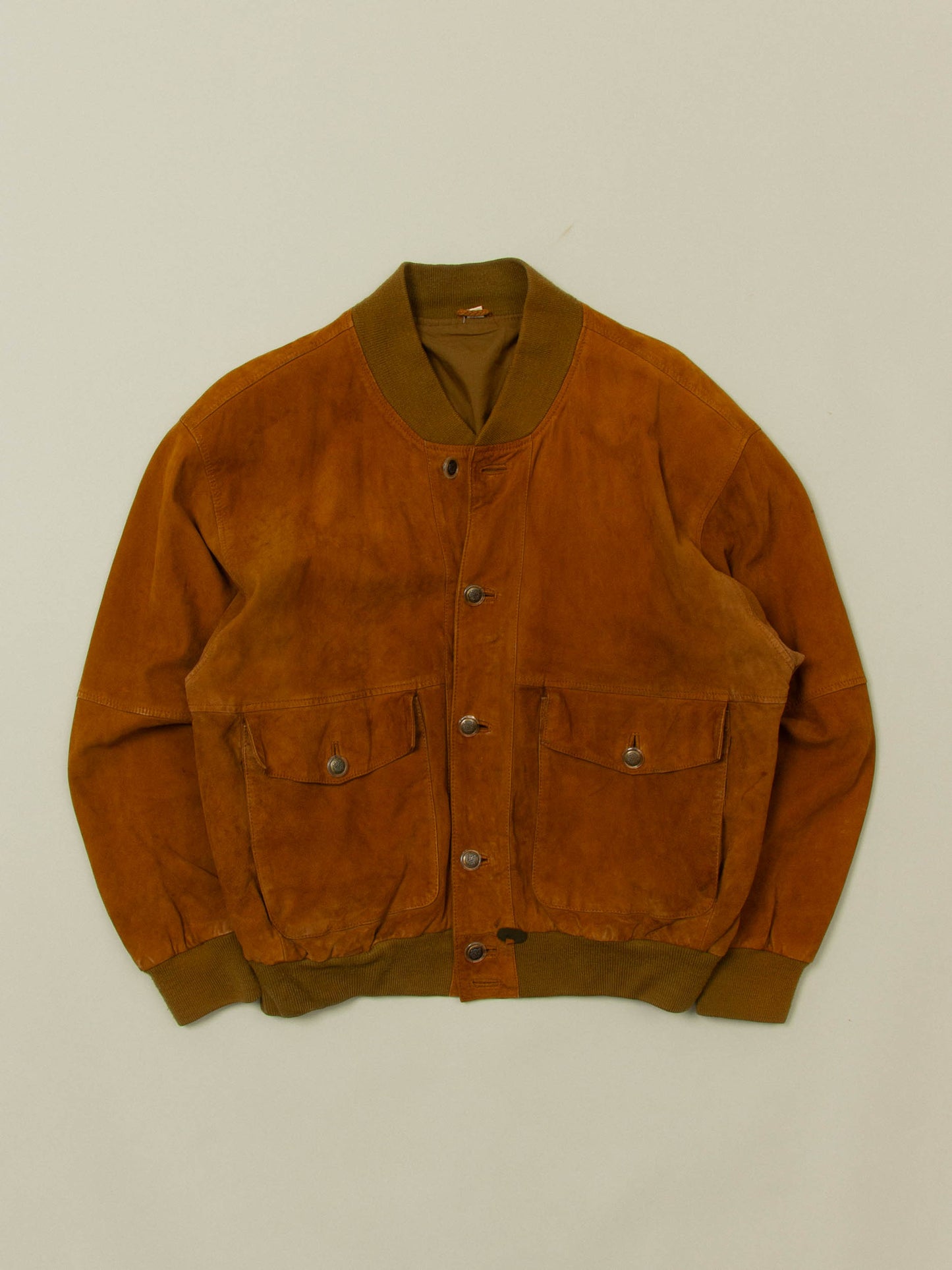 Vtg 1980s Suede Bomber Jacket – Made in Denmark (M)