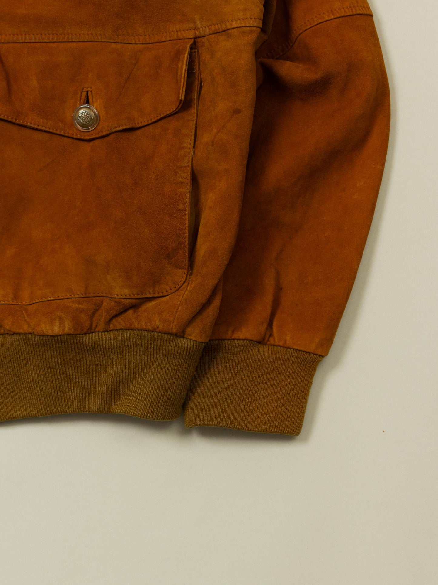 Vtg 1980s Suede Bomber Jacket – Made in Denmark (M)