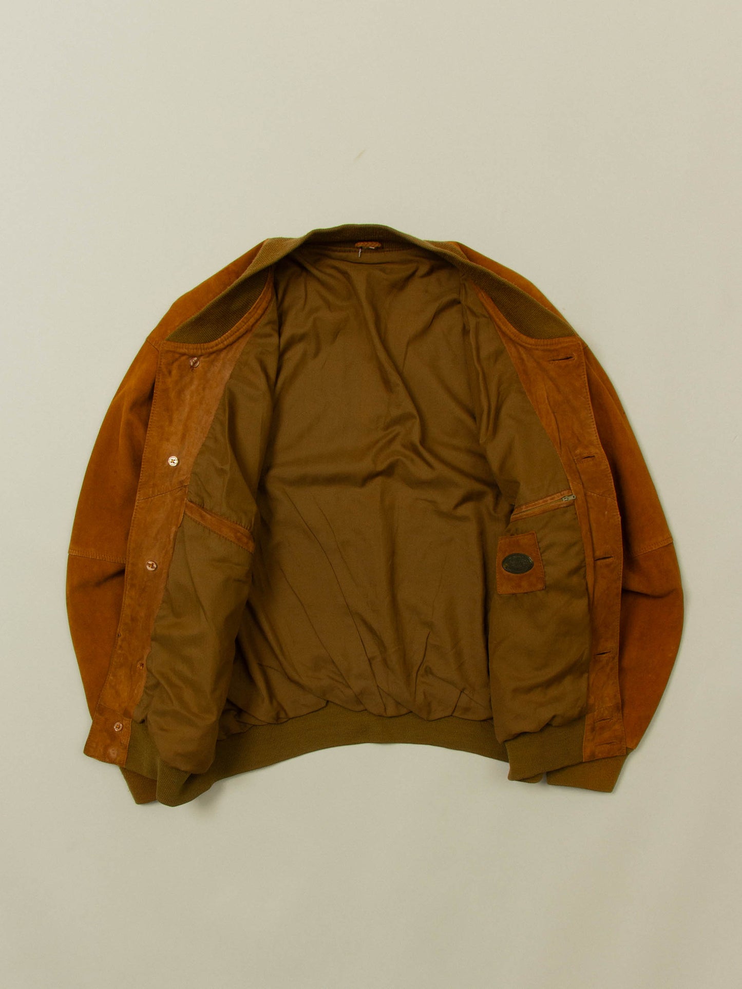 Vtg 1980s Suede Bomber Jacket – Made in Denmark (M)