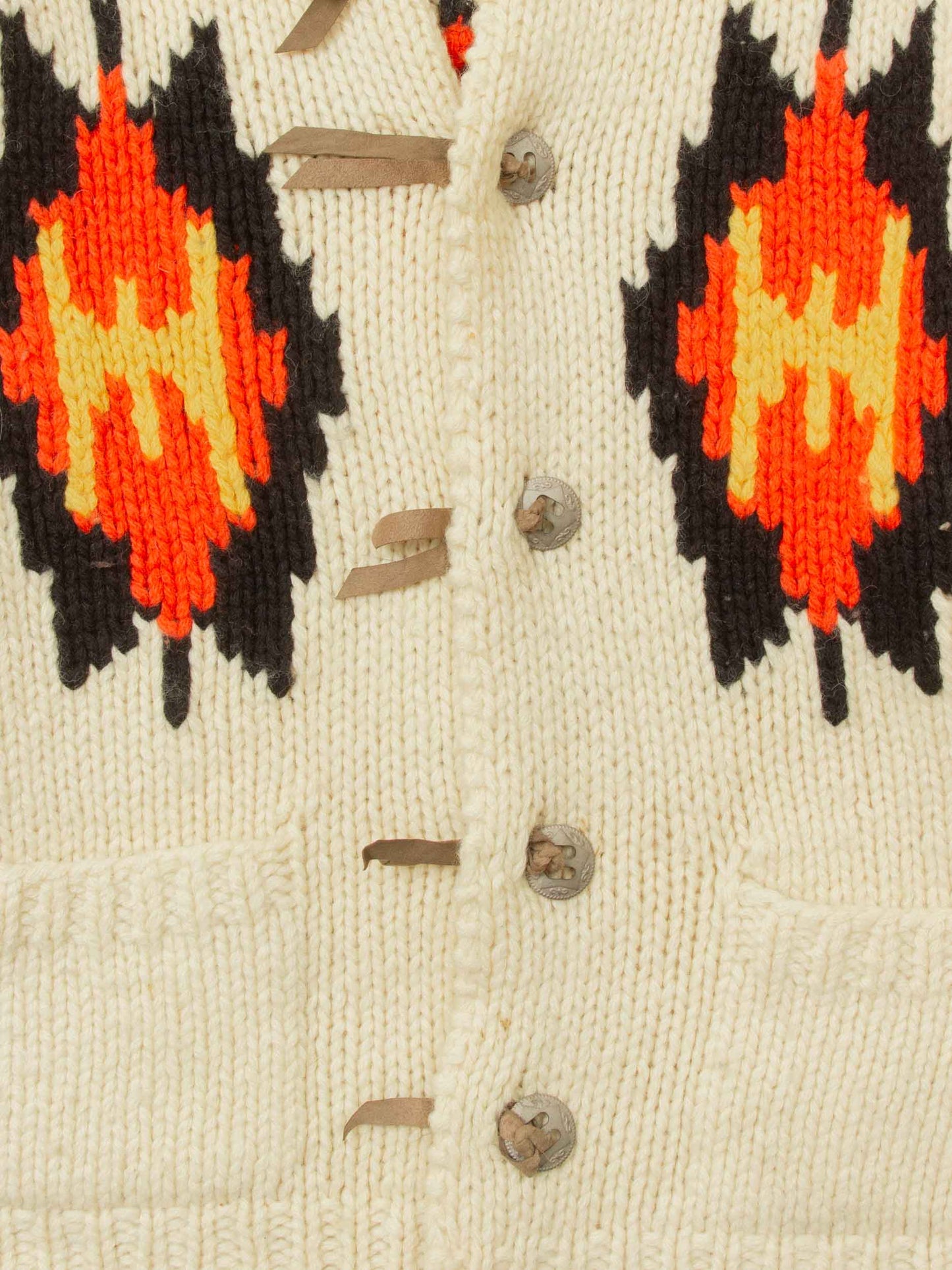 Vtg 1990s Heavy Wool Knit Cowichan Cardigan (L)