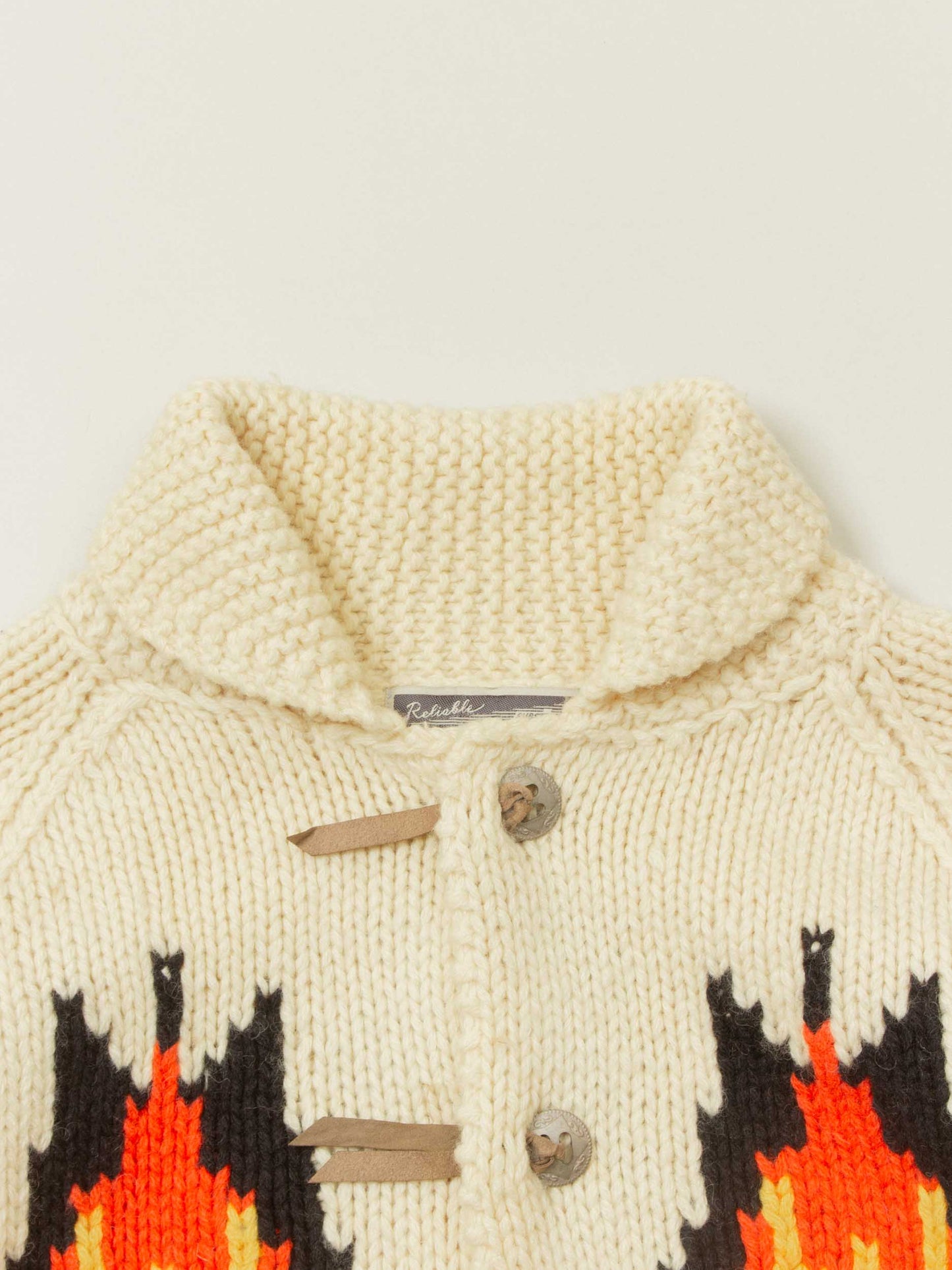 Vtg 1990s Heavy Wool Knit Cowichan Cardigan (L)