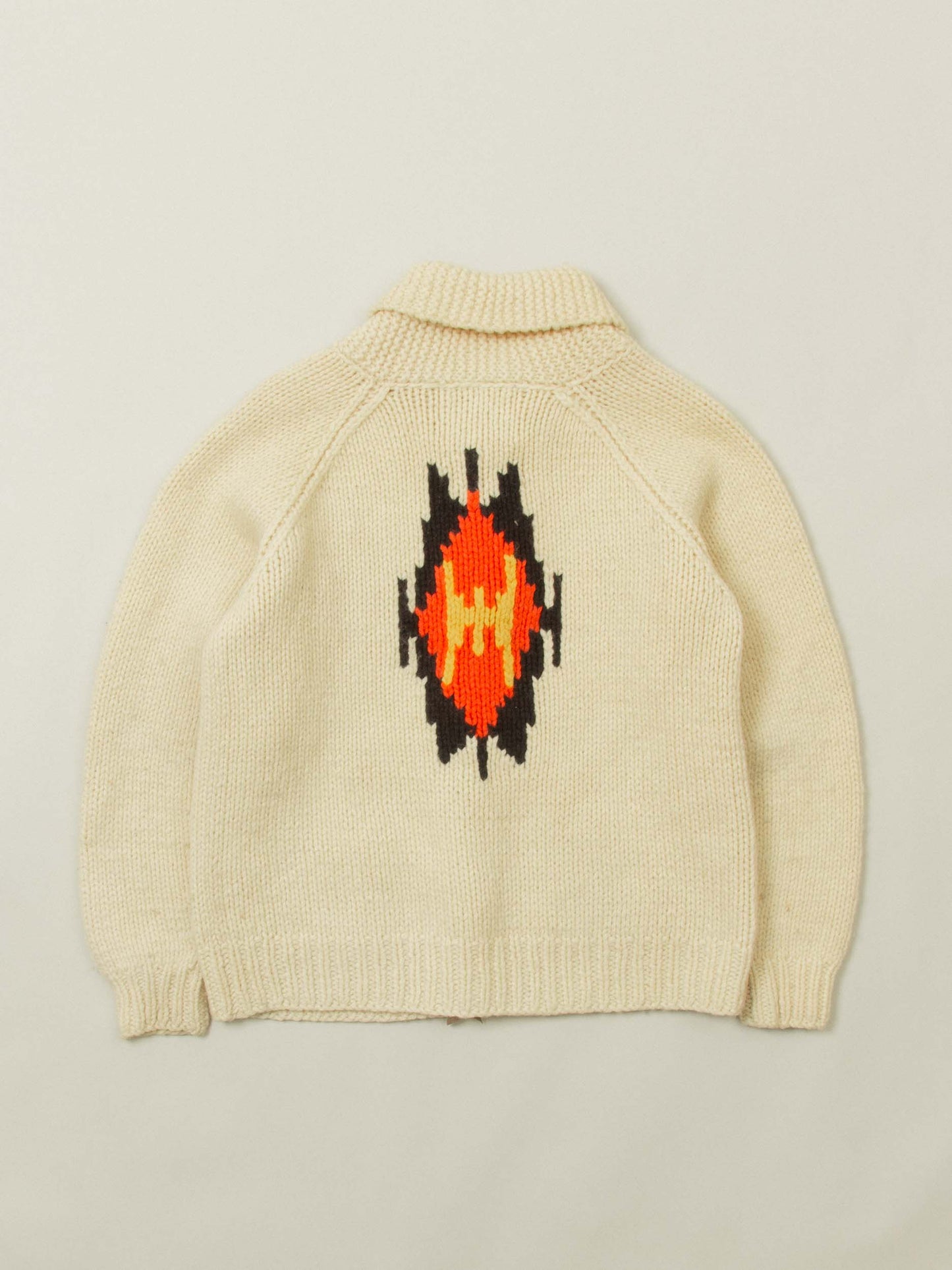Vtg 1990s Heavy Wool Knit Cowichan Cardigan (L)
