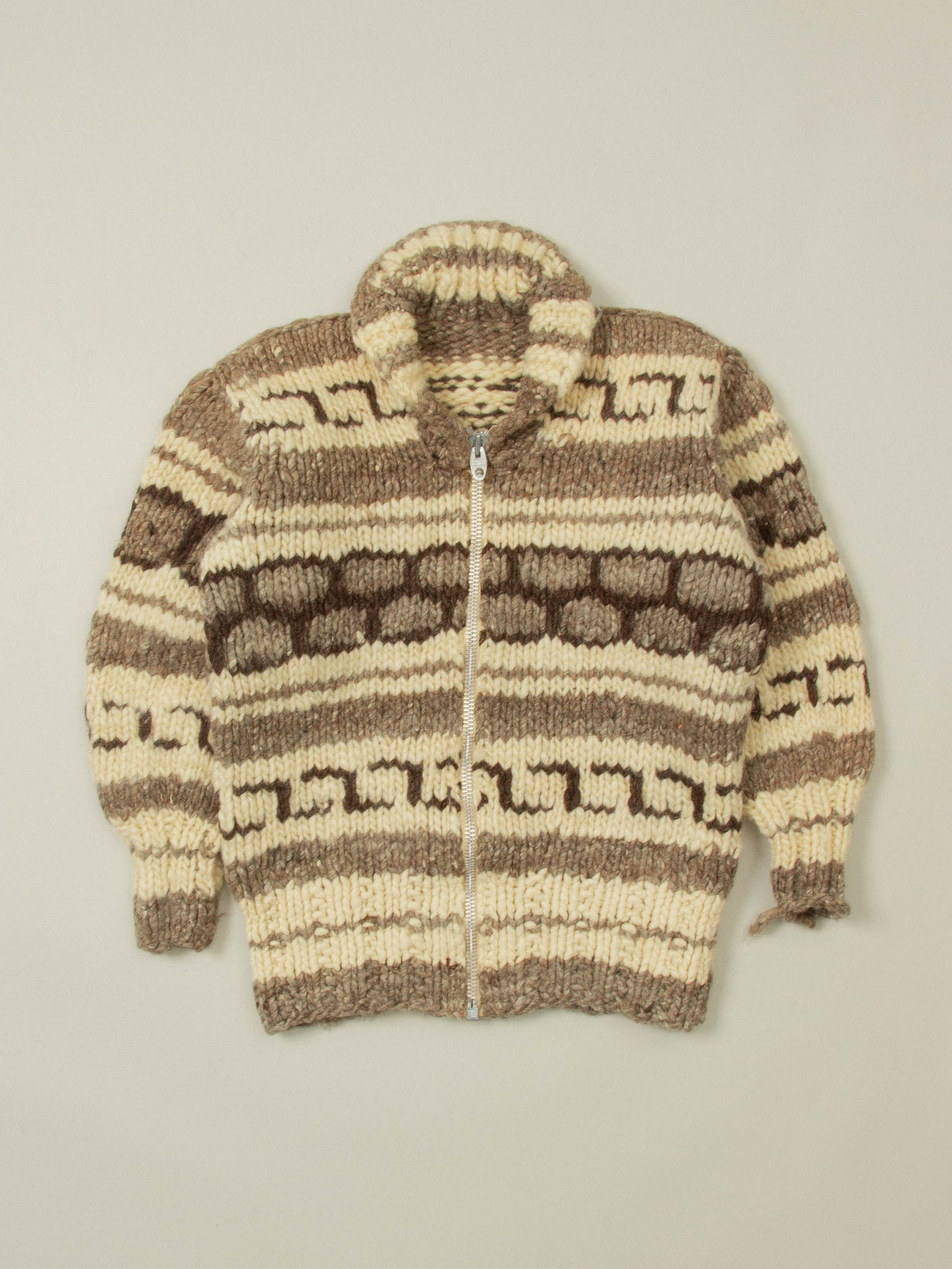 Vtg 1960s Heavy Cowichan Wool Sweater (S)