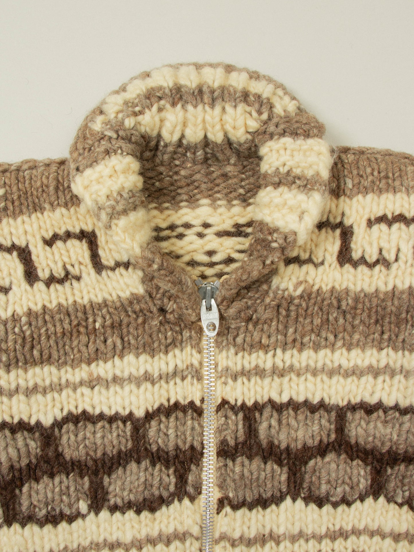 Vtg 1960s Heavy Cowichan Wool Sweater (S)