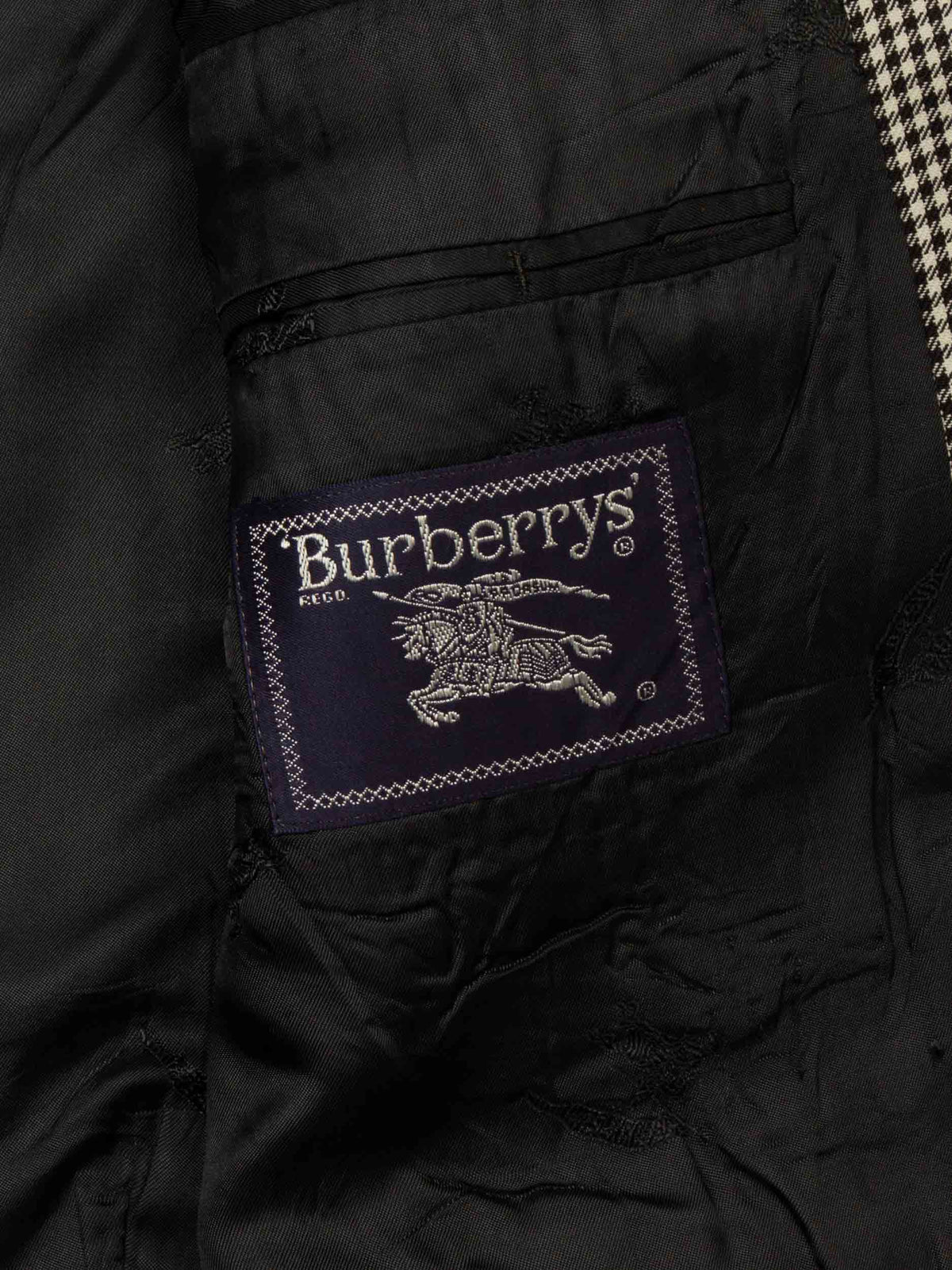 Vtg 1990s Burberry Houndstooth Blazer Jacket (XL)
