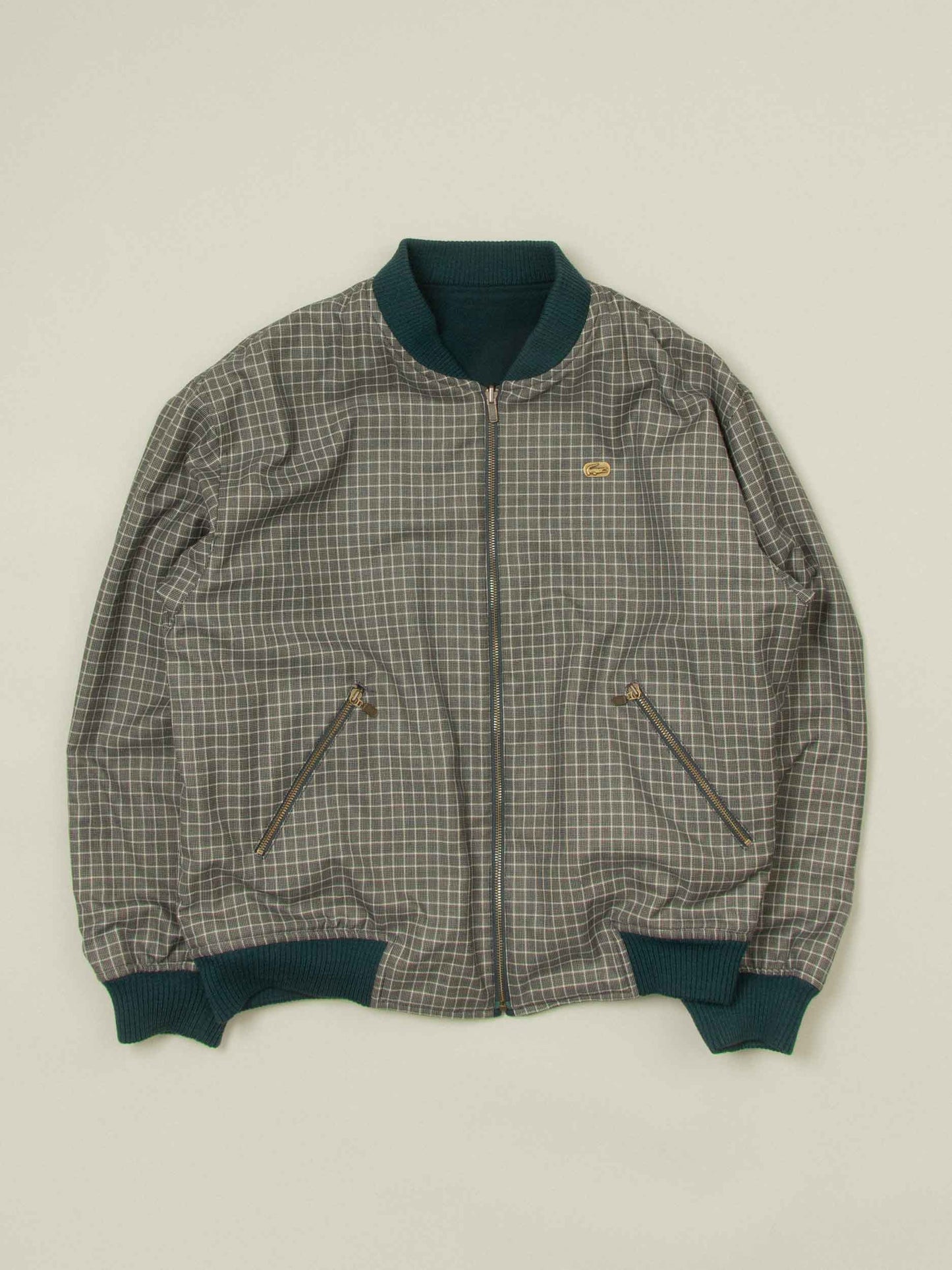 Vtg 1980s Lacoste Reversible Bomber Jacket (L)
