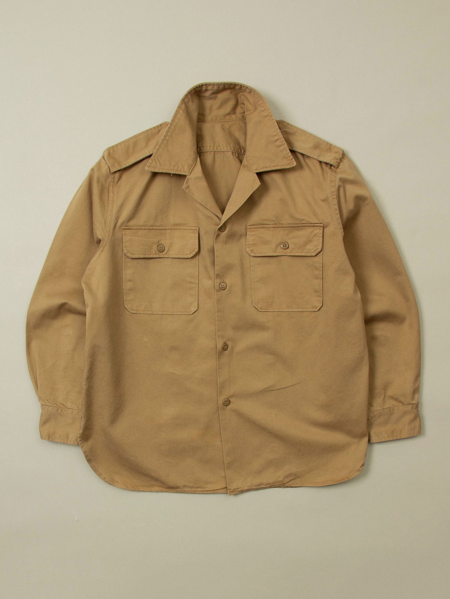 Vtg 1970s Greek Army Khaki Officer Shirt