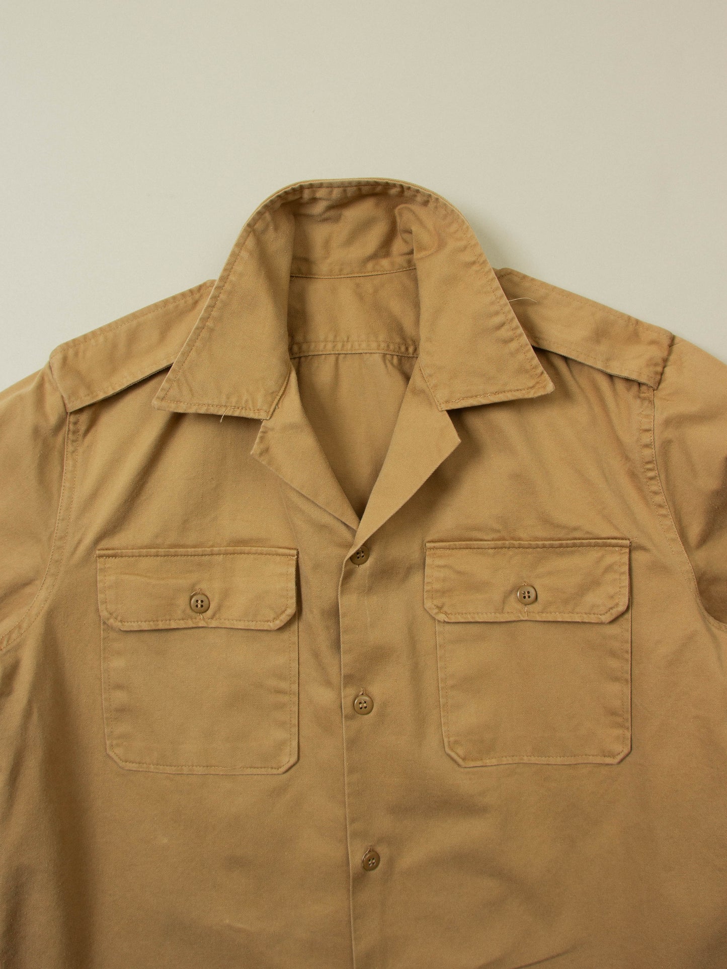 Vtg 1970s Greek Army Khaki Officer Shirt