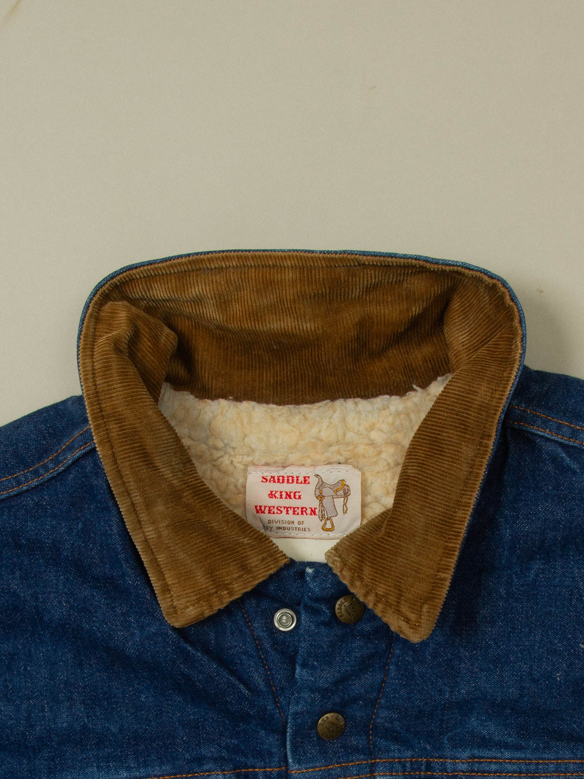 Vtg 1980s Sherpa Denim Jacket - Made in USA (L)