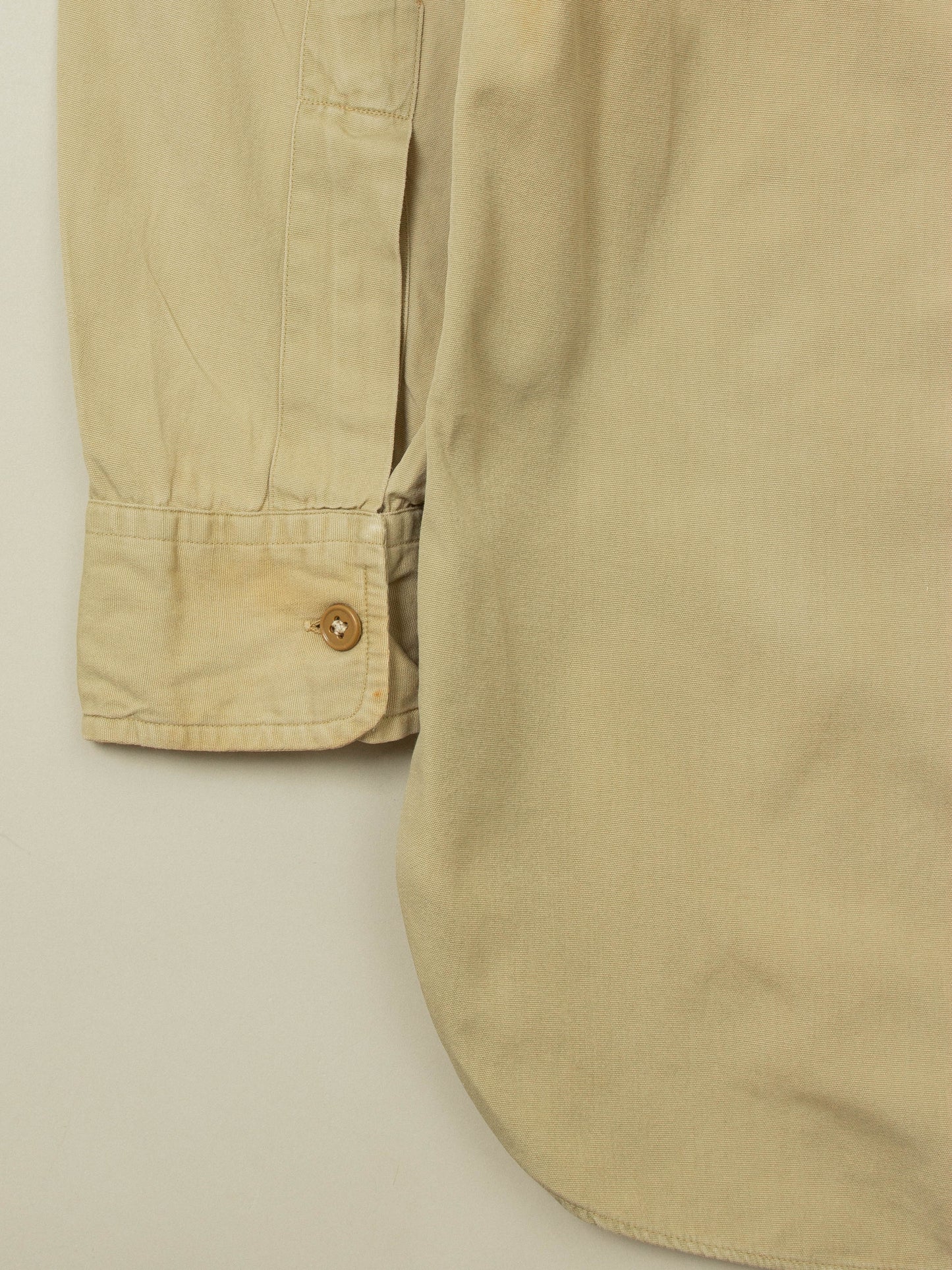 Vtg 1950s Burton's Conqueror Khaki Shirt - Made in USA (S)