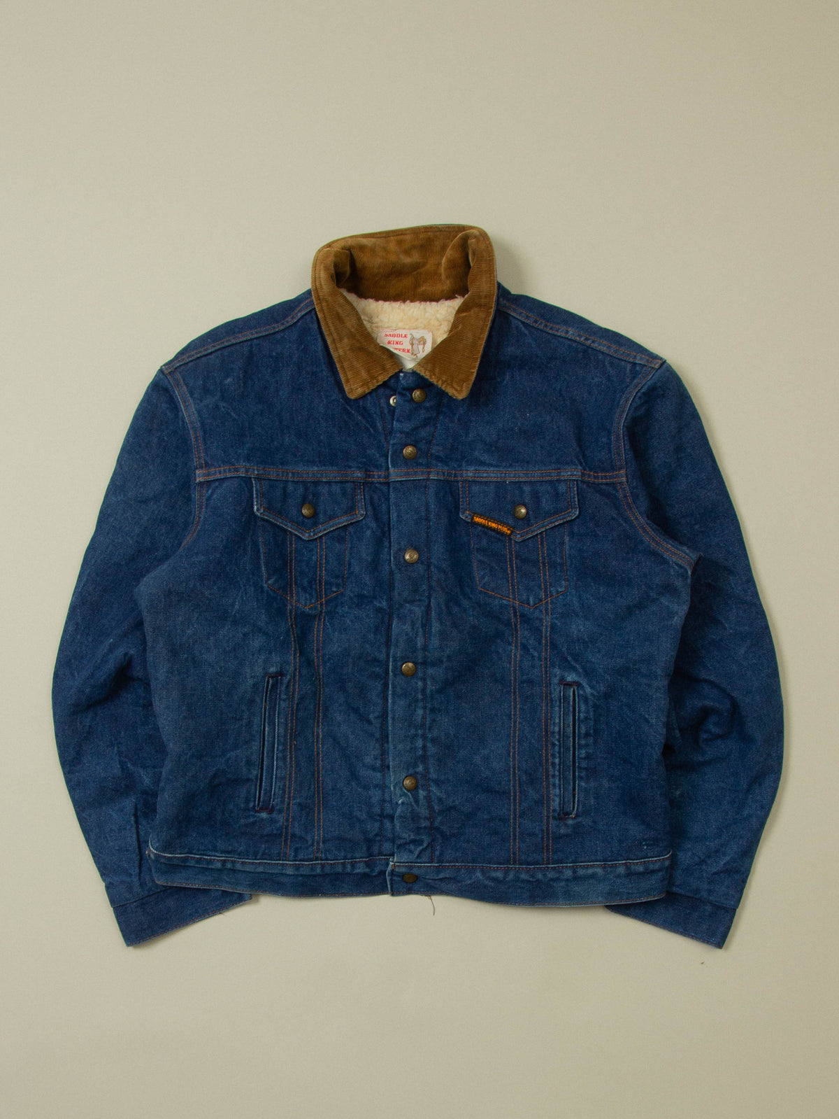 Vtg 1980s Sherpa Denim Jacket - Made in USA (L)