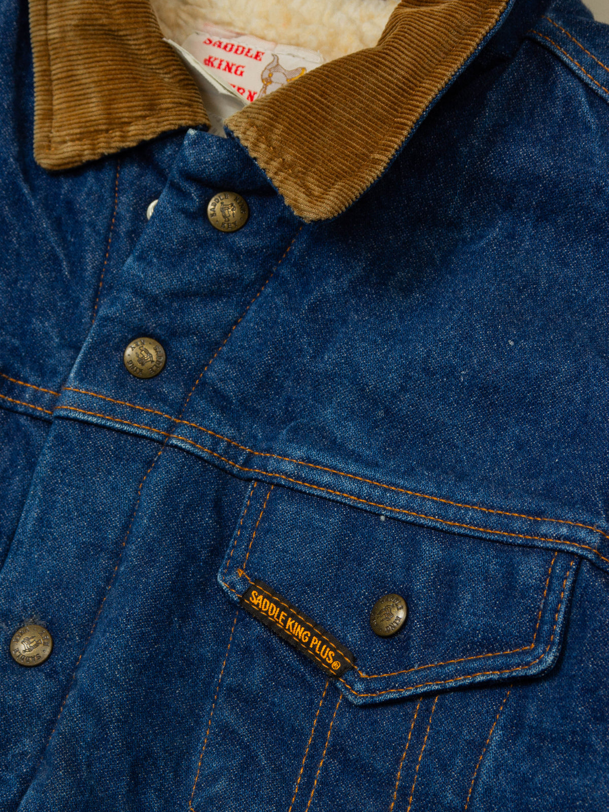 Vtg 1980s Sherpa Denim Jacket - Made in USA (L)