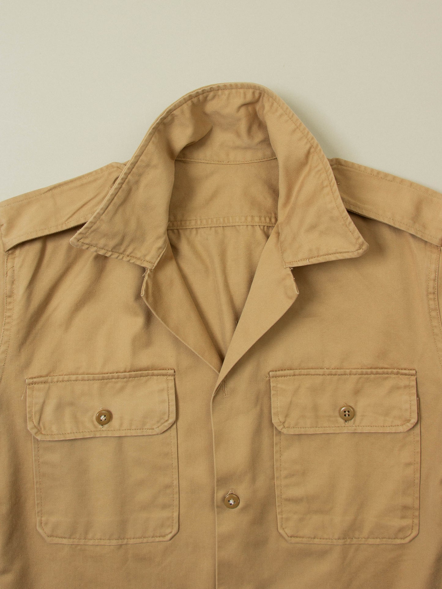 Vtg 1970s Greek Army Khaki Shirt (XS)