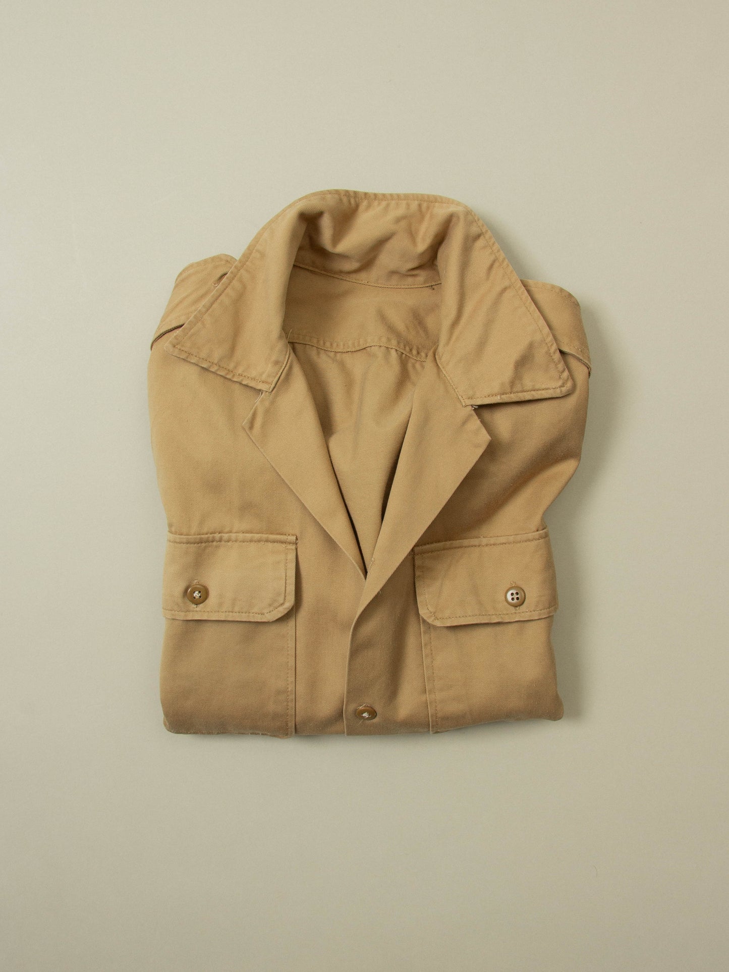Vtg 1970s Greek Army Khaki Shirt (XS)