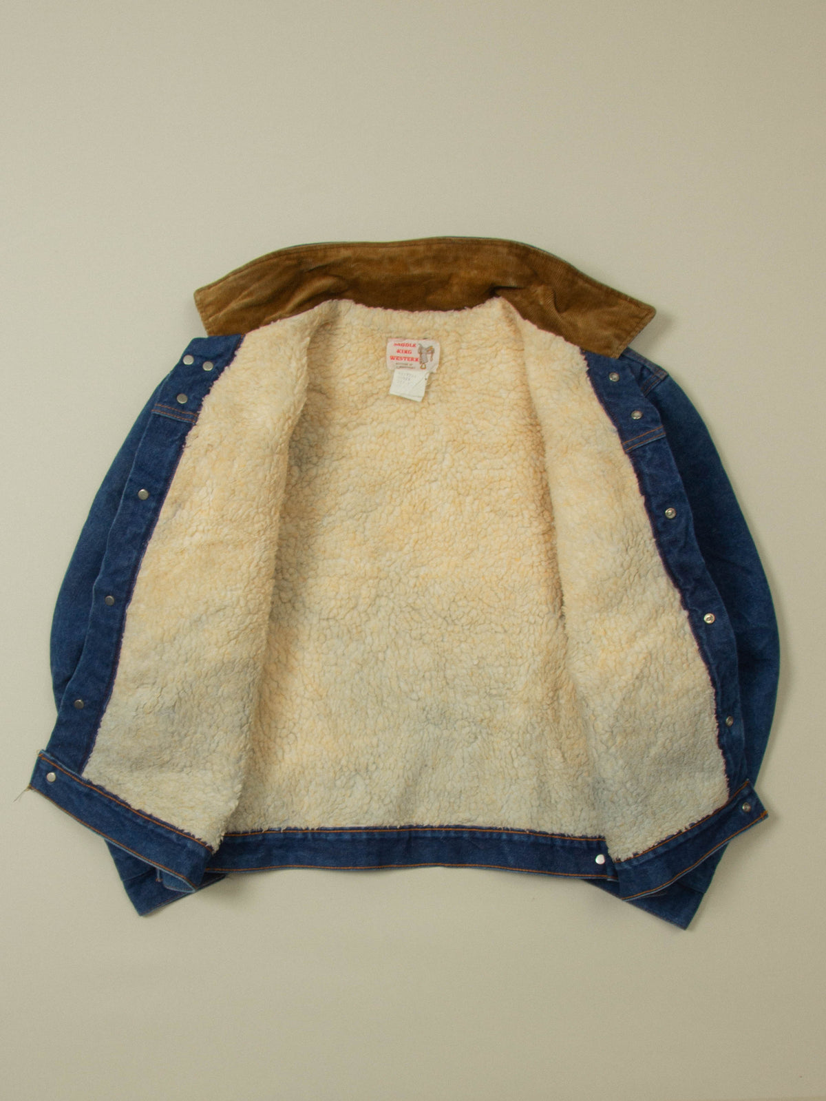 Vtg 1980s Sherpa Denim Jacket - Made in USA (L)
