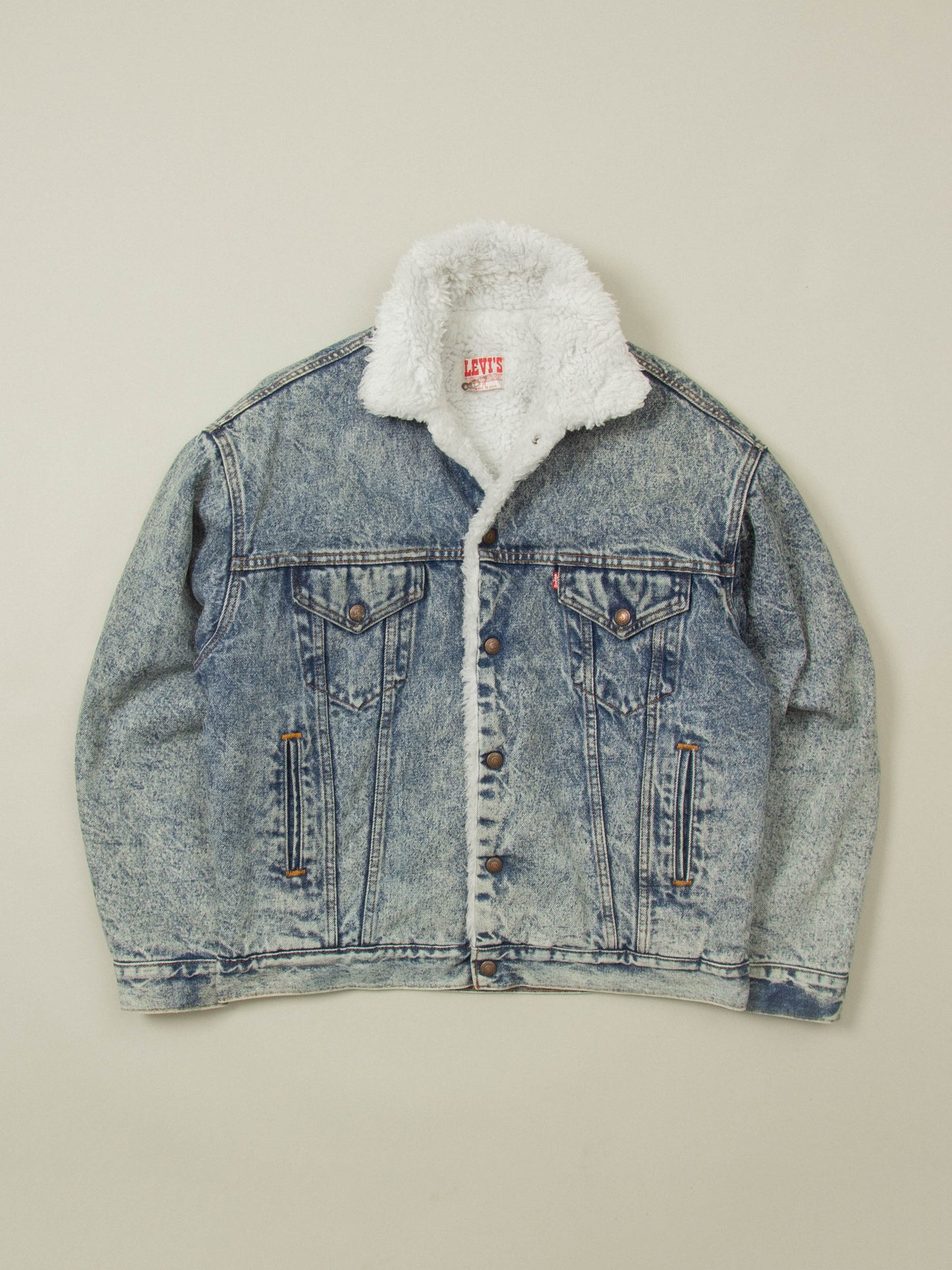 Vtg 1980s Levi's Sherpa Denim Jacket - Made in USA (M/L)