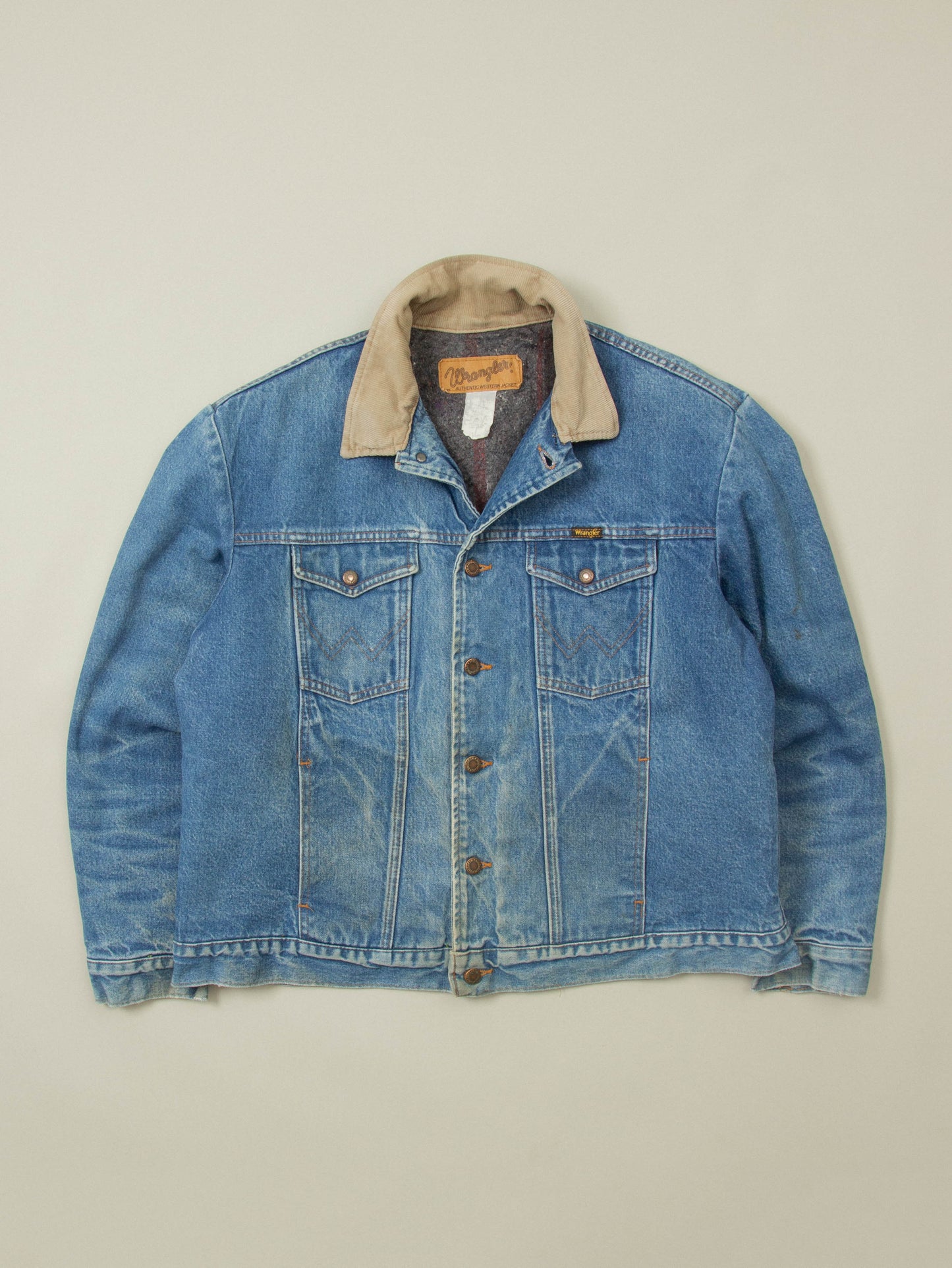 Vtg 1990s Wrangler Lined Denim Jacket - Made in USA (L)
