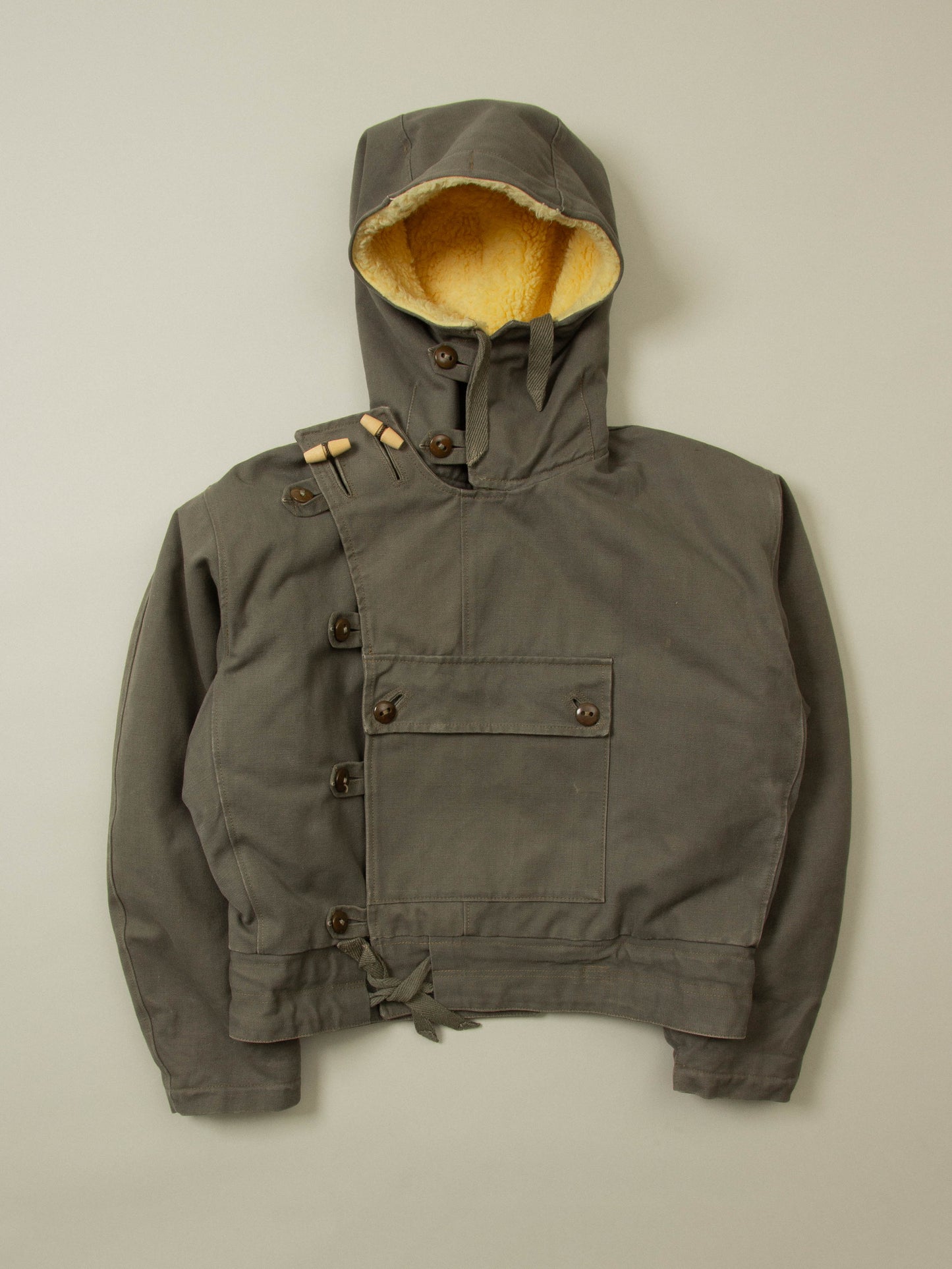 Vtg 1950s Rare Swedish Army Hooded Dispatch Jacket (L)
