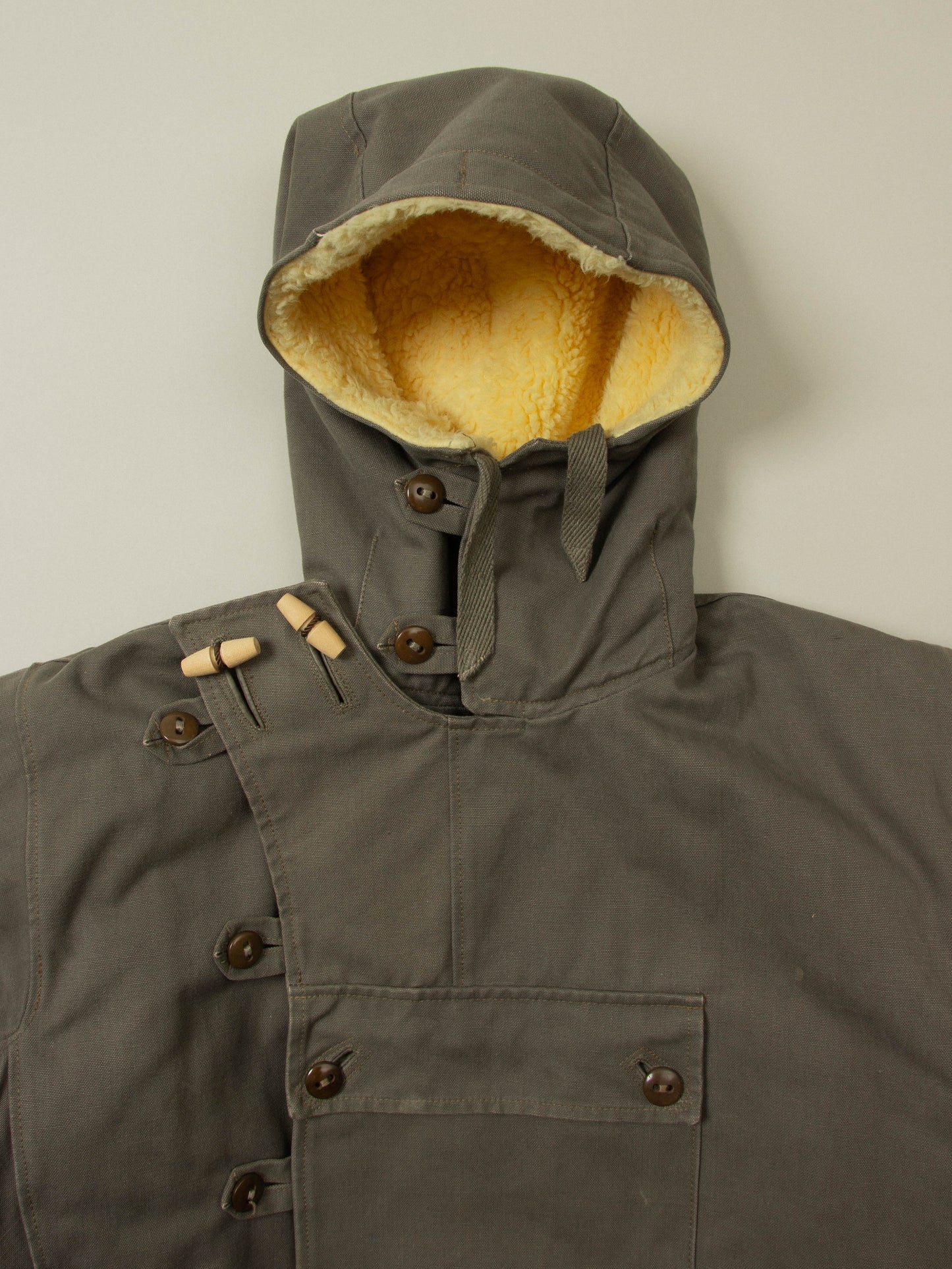 Vtg 1950s Rare Swedish Army Hooded Dispatch Jacket (L)