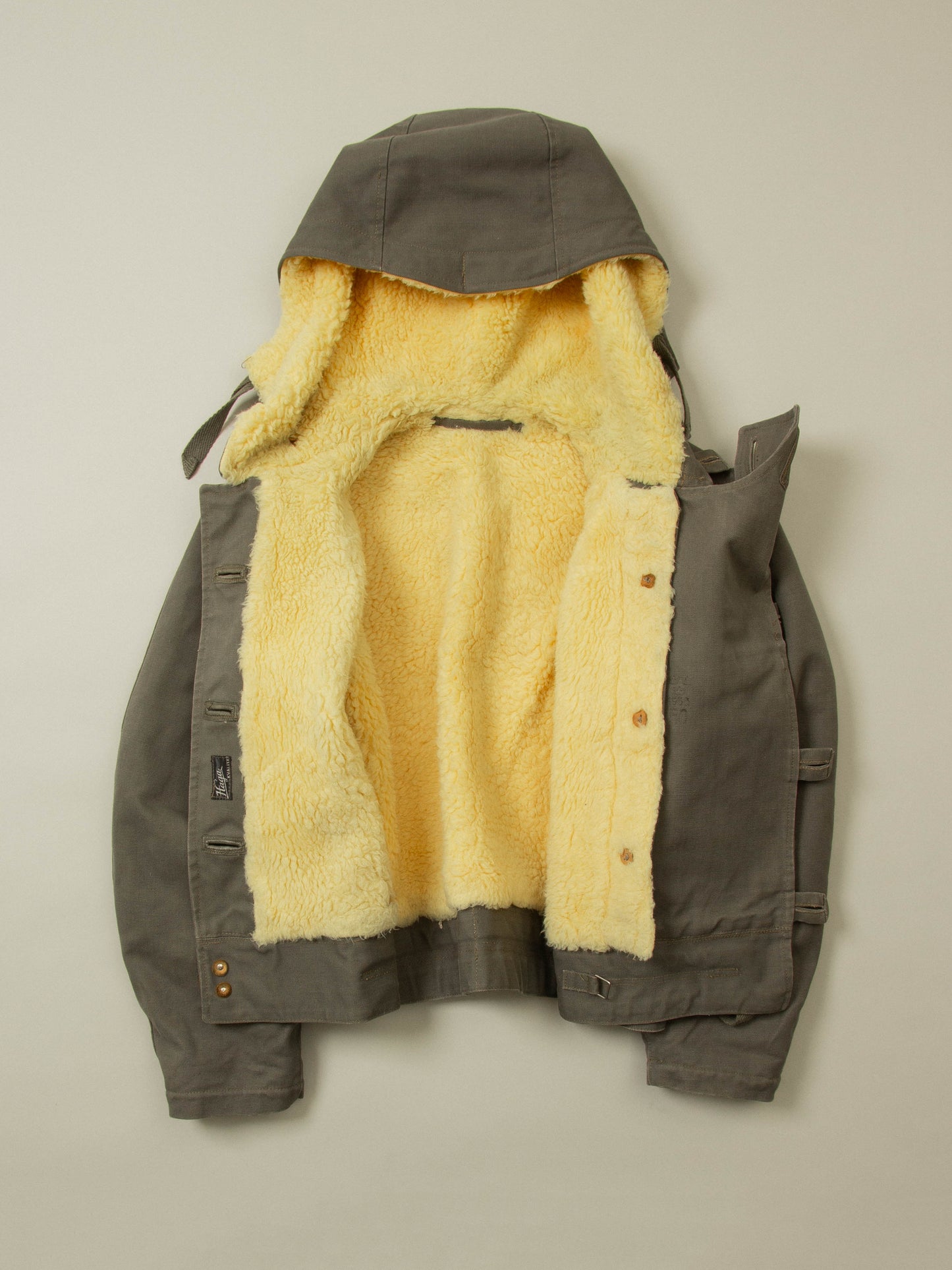 Vtg 1950s Rare Swedish Army Hooded Dispatch Jacket (L)