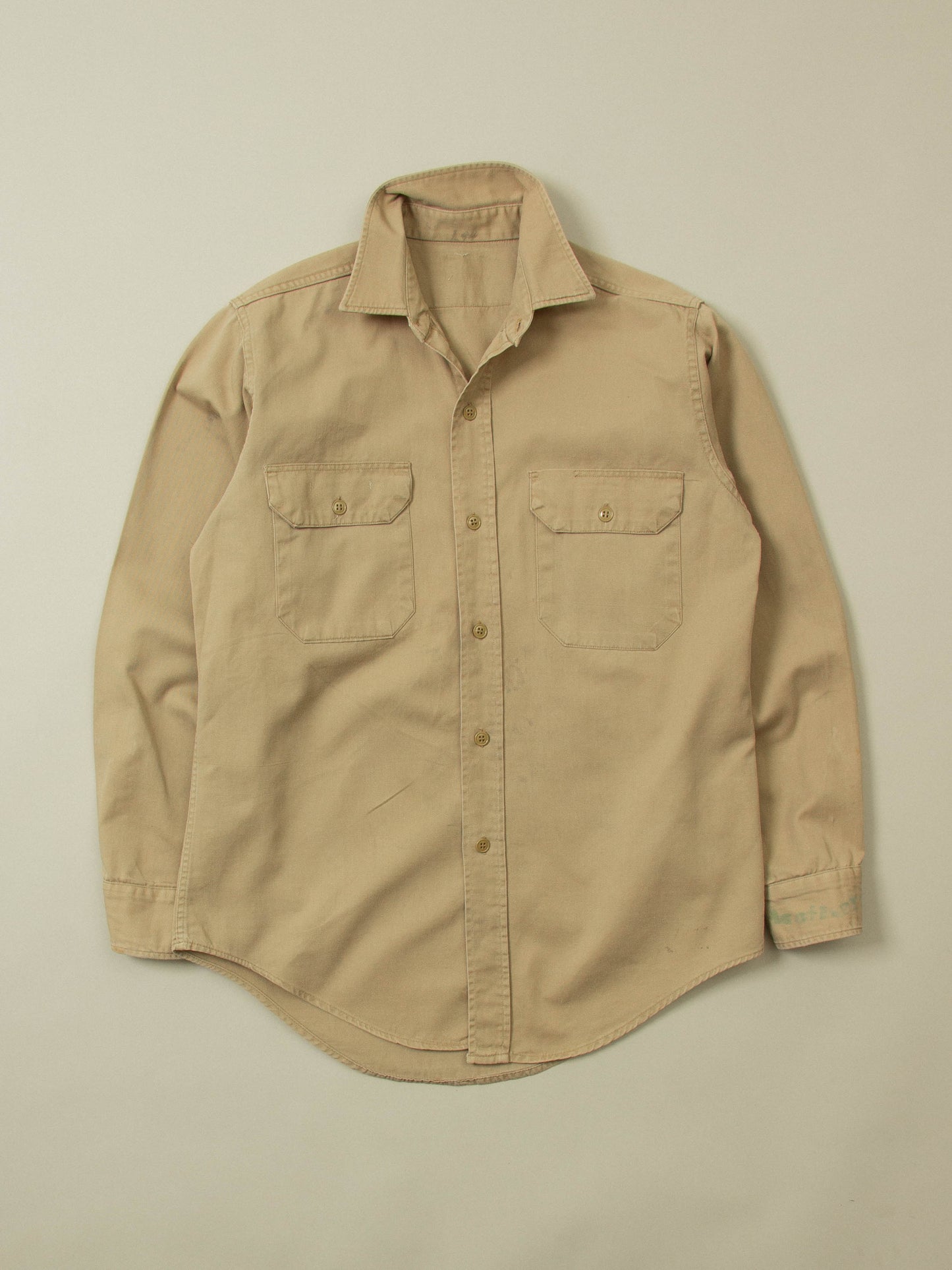 Vtg 1960s US Army Khaki Officer Shirt (S)