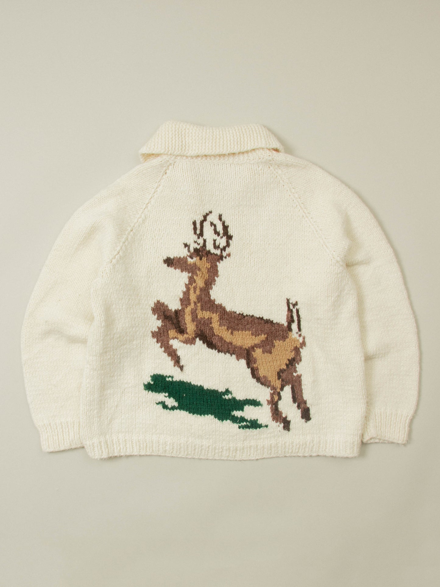 Vtg 1960s 'Deer' Cowichan Wool Sweater (L)