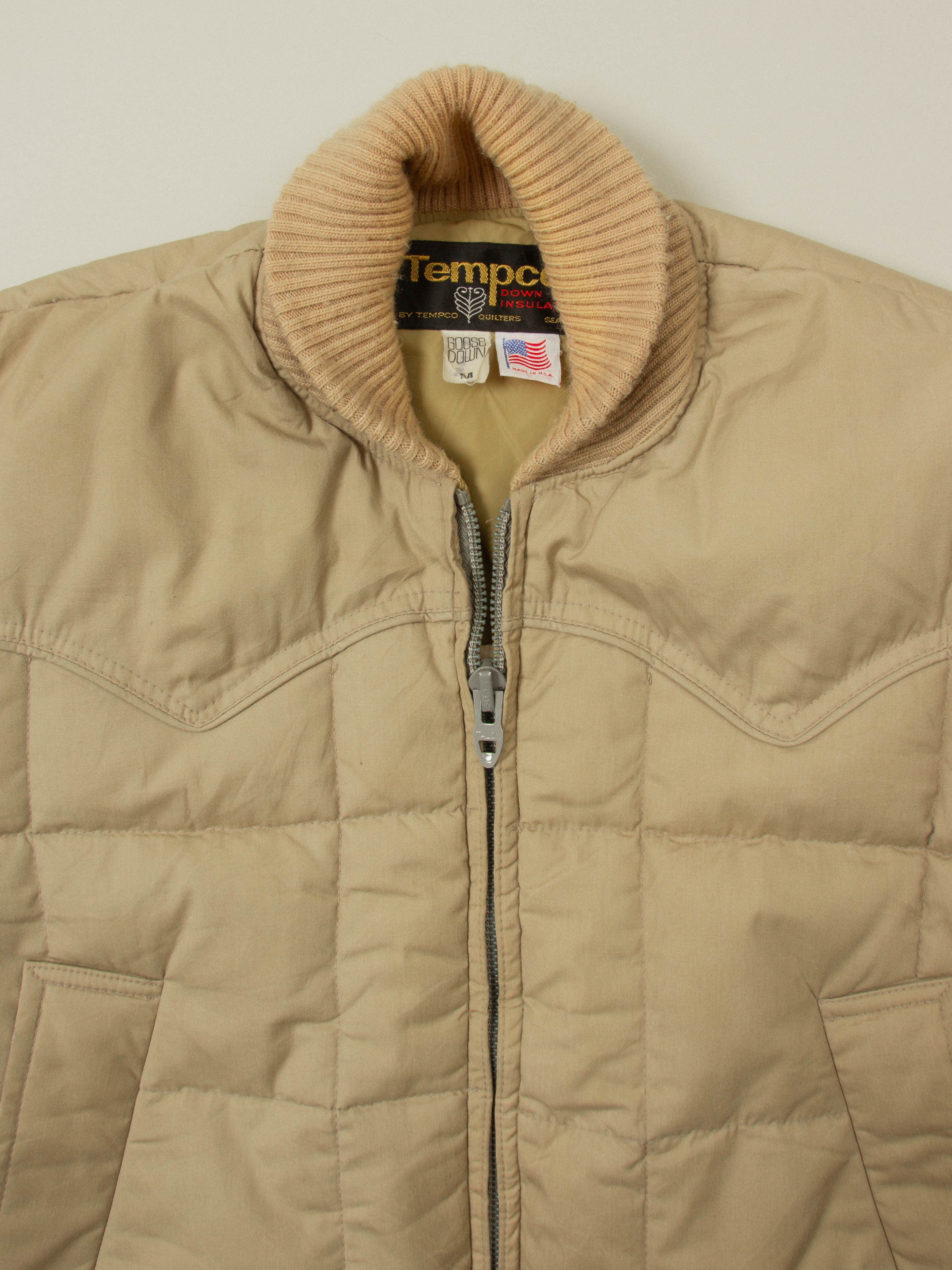 Vtg 1980s 'Tempco' Goose Down Puffer Jacket - Made in USA (M