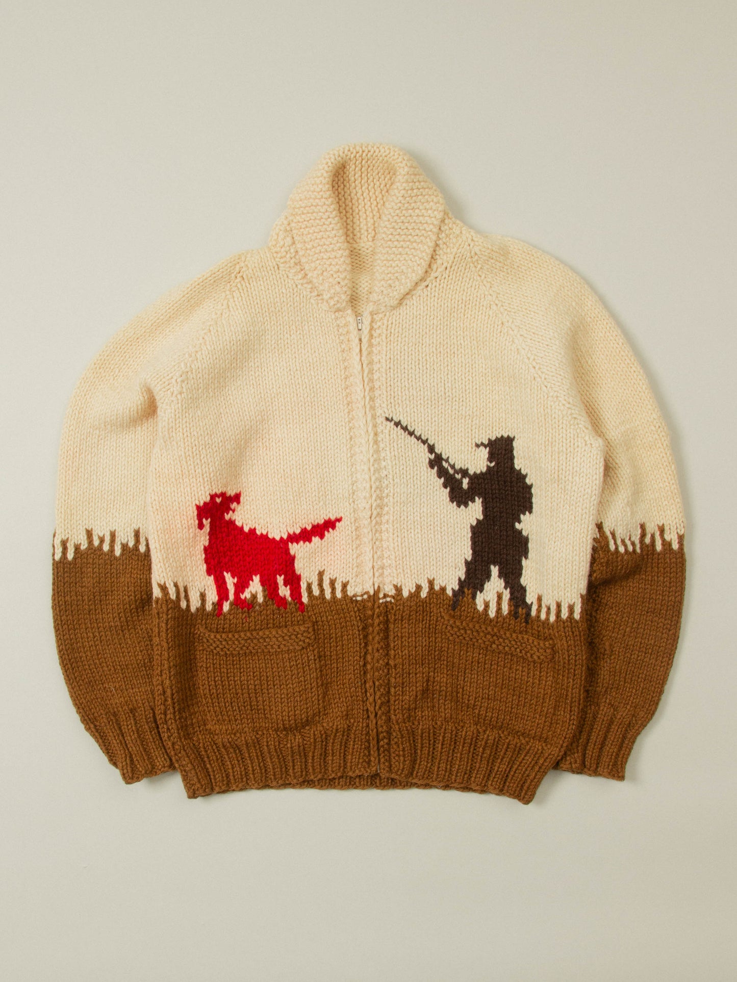 Vtg 1970s Hunting Cowichan Wool Sweater (M)