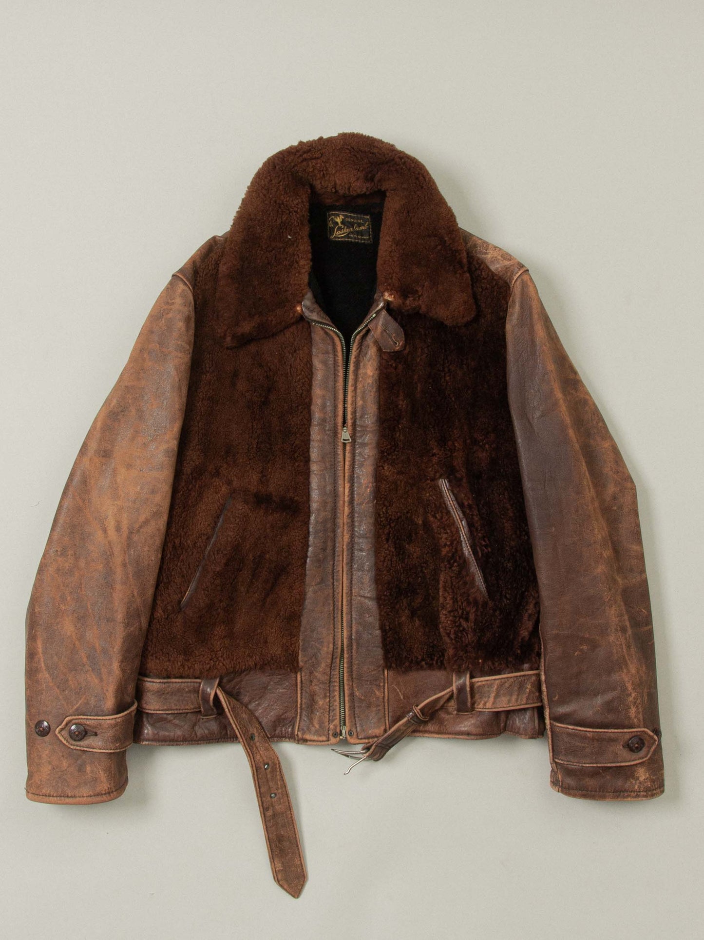 Vtg Rare 1930s Laskin Lamb 'Grizzly' Leather Jacket (M)