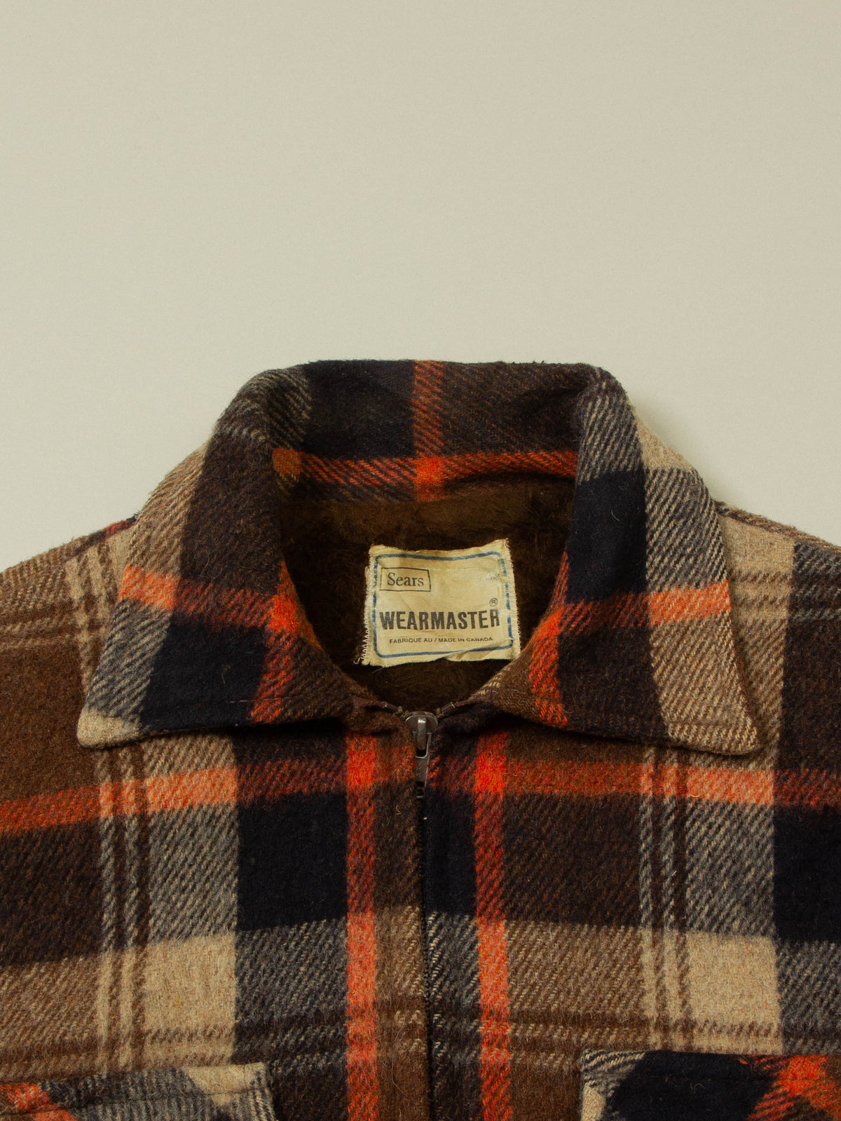 Vtg 1970s Sears Lined Wool Jacket - Made in Canada (L)