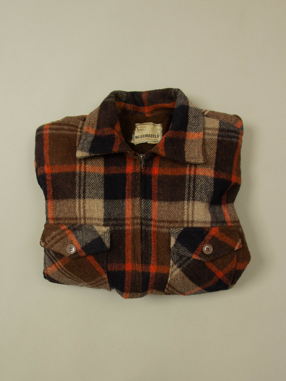 Vtg 1970s Sears Lined Wool Jacket - Made in Canada (L)