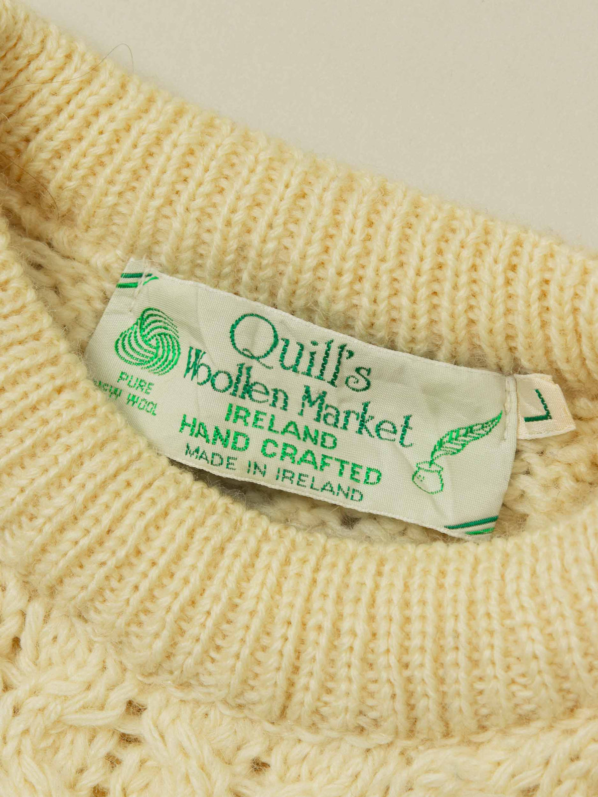Vtg 1970s Fisherman Knit Sweater – Made in Ireland (L/XL)
