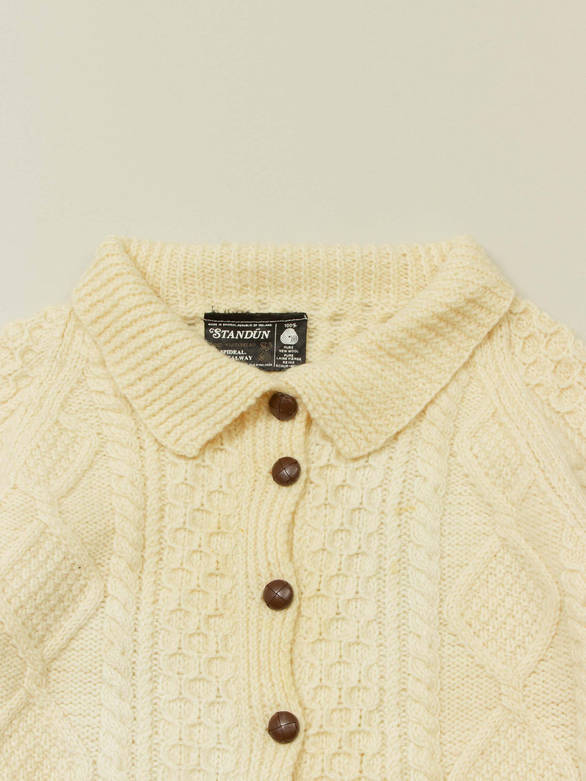 Vtg 1980s Women's Fisherman Knit Cardigan – Made in Ireland (L)