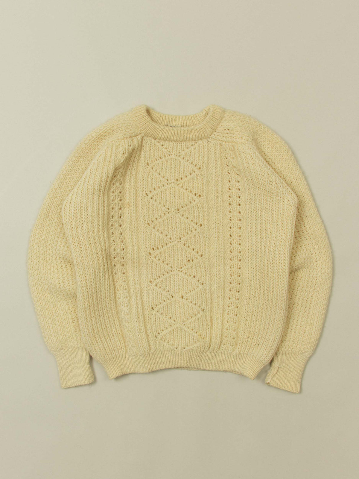 Vtg 1980s Raglan Fisherman Knit Sweater (M)