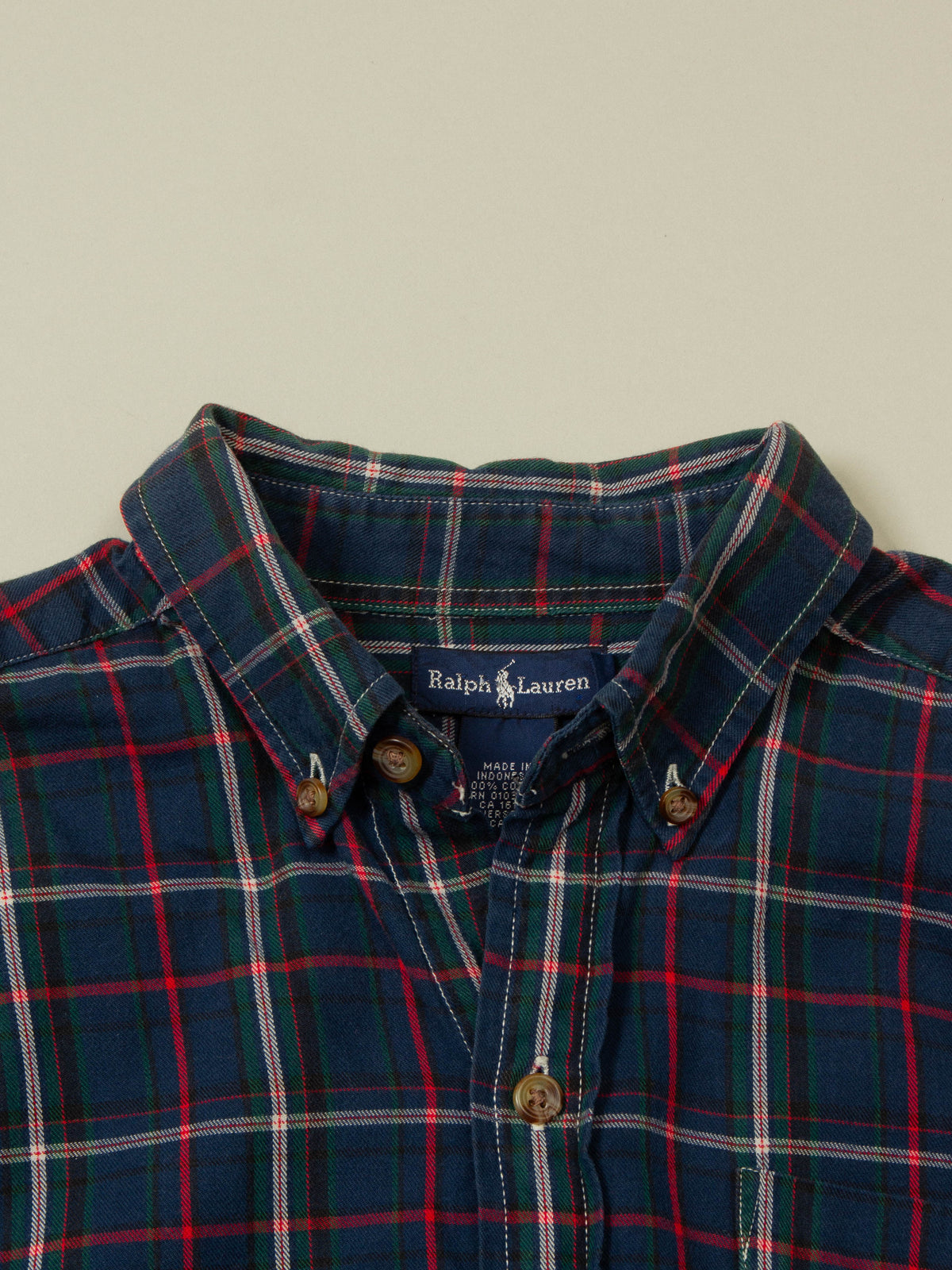Vtg 1990s Ralph Lauren Plaid Flannel Shirt (XS)