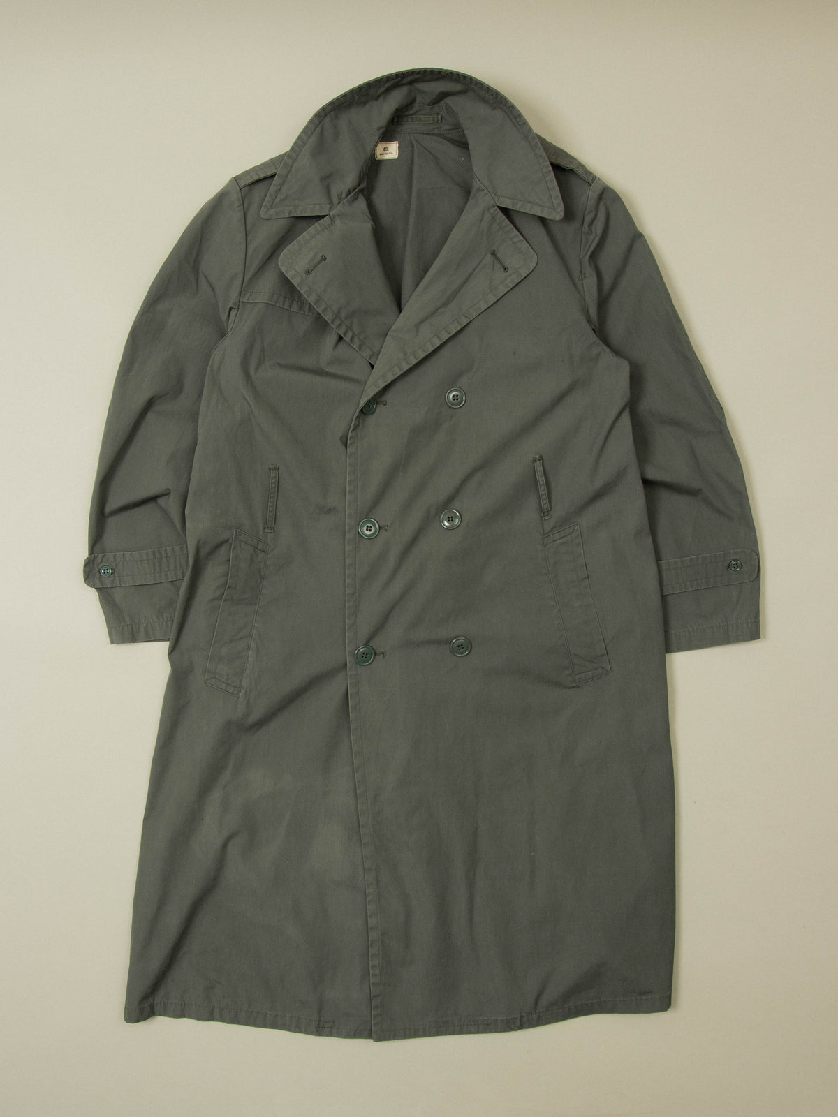 Vtg 1970s Double Breasted US Army Trench Coat (L)