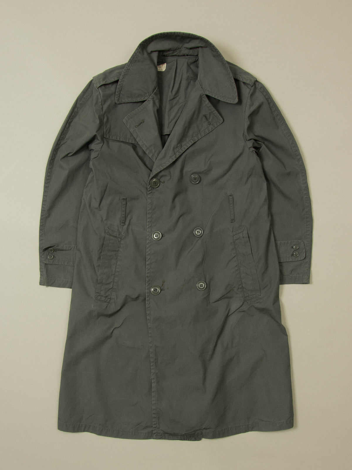 Vtg 1970s Double Breasted US Army Trench Coat (M)