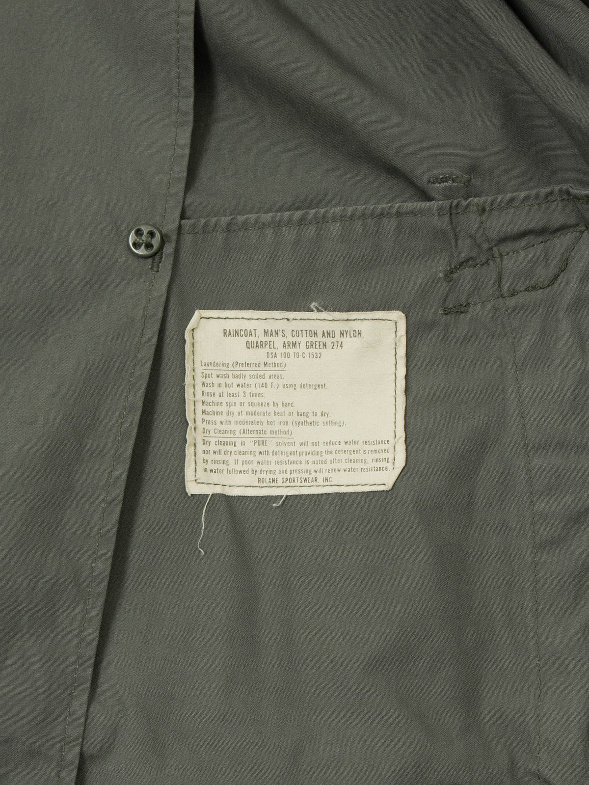 Vtg 1970s Double Breasted US Army Trench Coat (M)