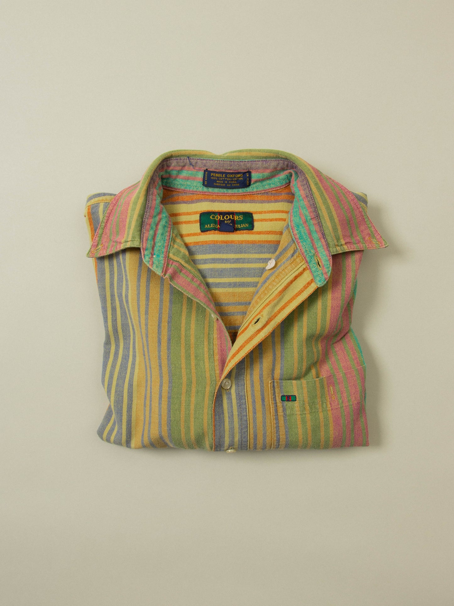 Vtg 1990s Multicolored Oxford Shirt (M)