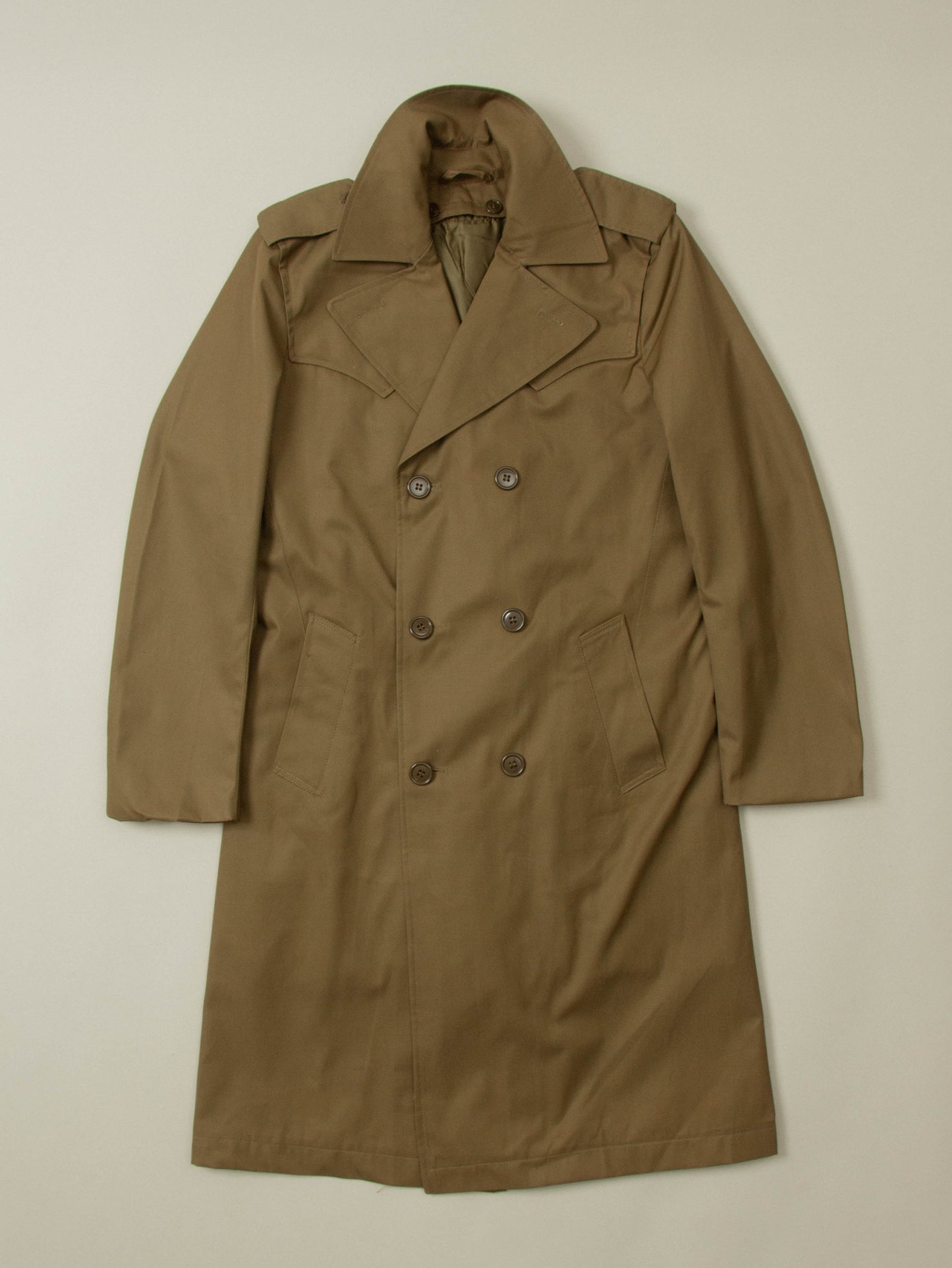 Vtg 1970s Deadstock Italian Army Lined Trench Coat (S)