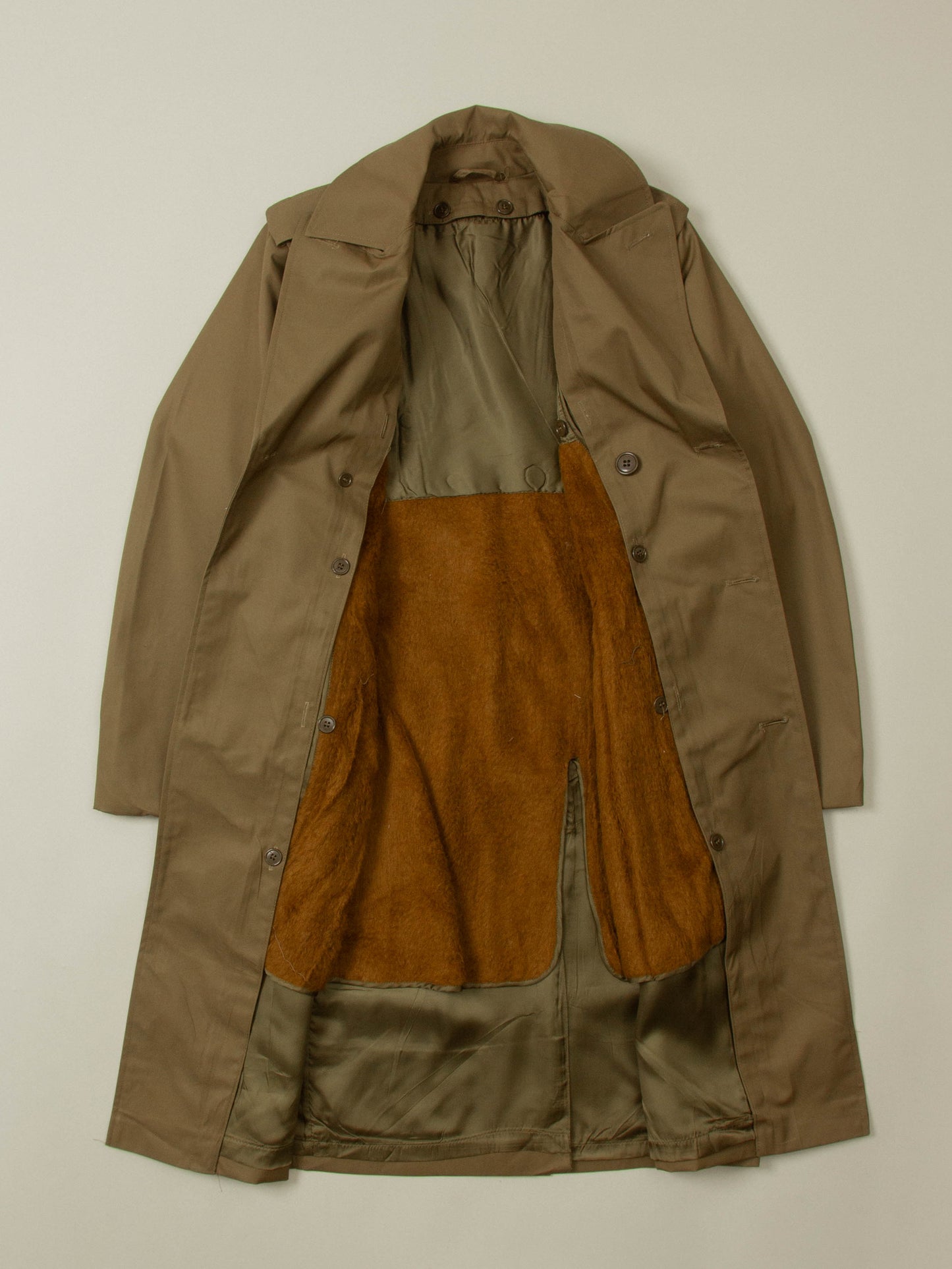 Vtg 1970s Deadstock Italian Army Lined Trench Coat (S)