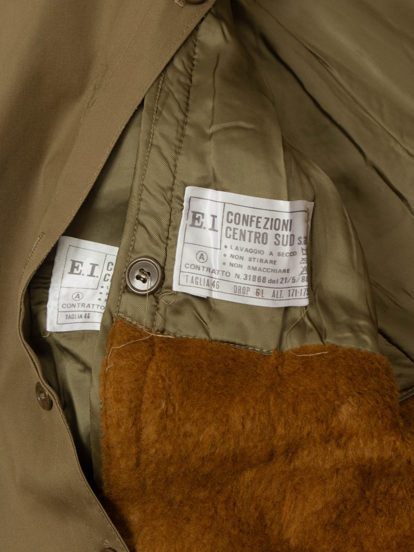 Vtg 1970s Deadstock Italian Army Lined Trench Coat (S)