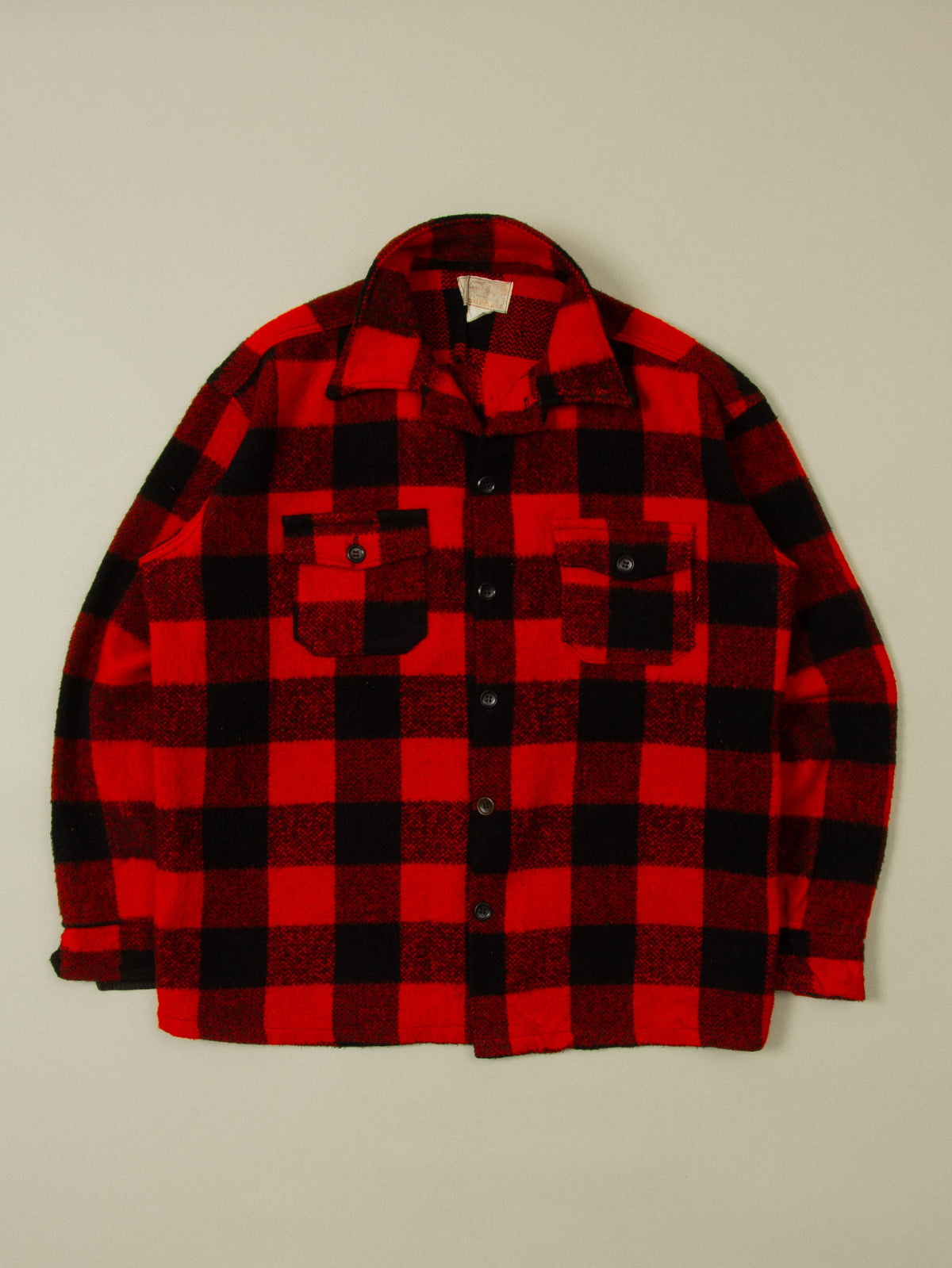 Vtg 1950s Buffalo Plaid Wool Jacket - Made in USA (XL)
