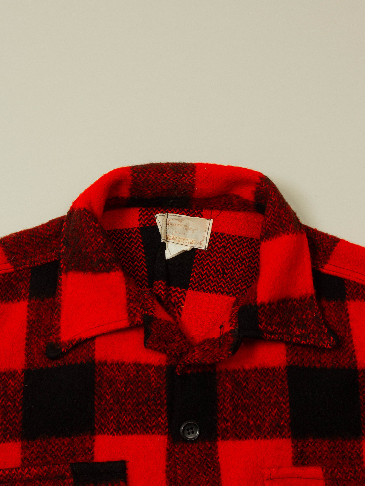 Vtg 1950s Buffalo Plaid Wool Jacket - Made in USA (XL)