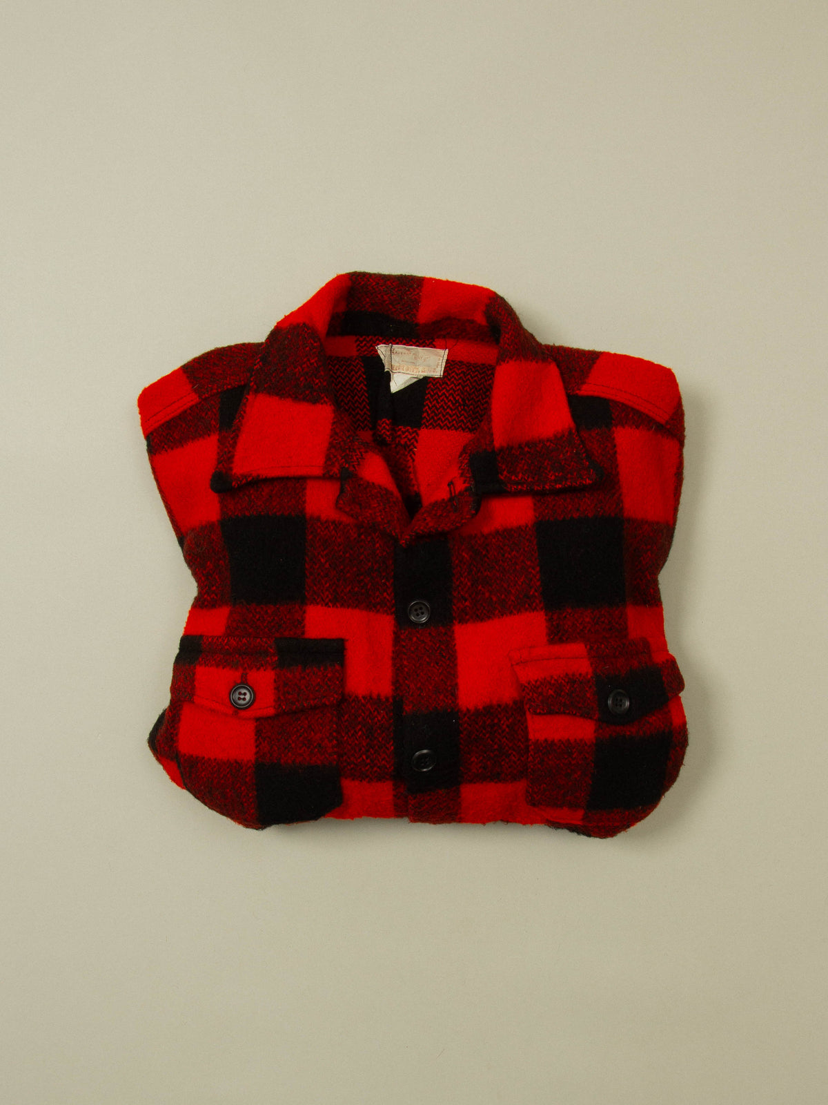 Vtg 1950s Buffalo Plaid Wool Jacket - Made in USA (XL)