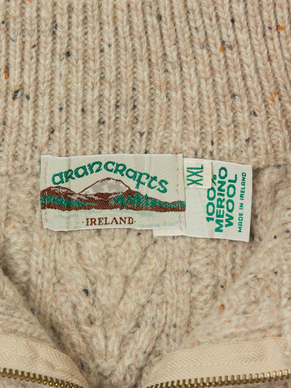 Vtg 1990s Fisherman Knit Zip Sweater – Made in Ireland (S)